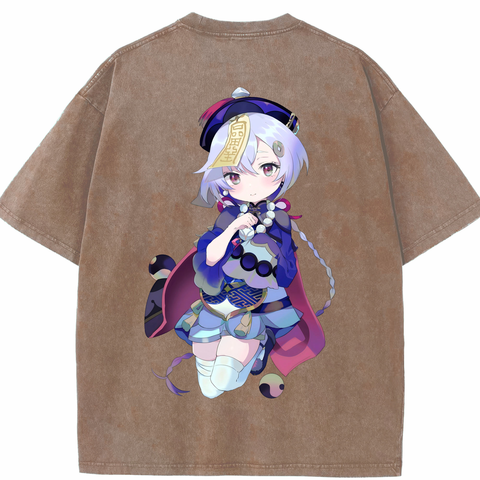 げんし神 七七 なな  genshin Nana 綿100% ヴィンテージ風 半袖Tシャツ（背面プリント）