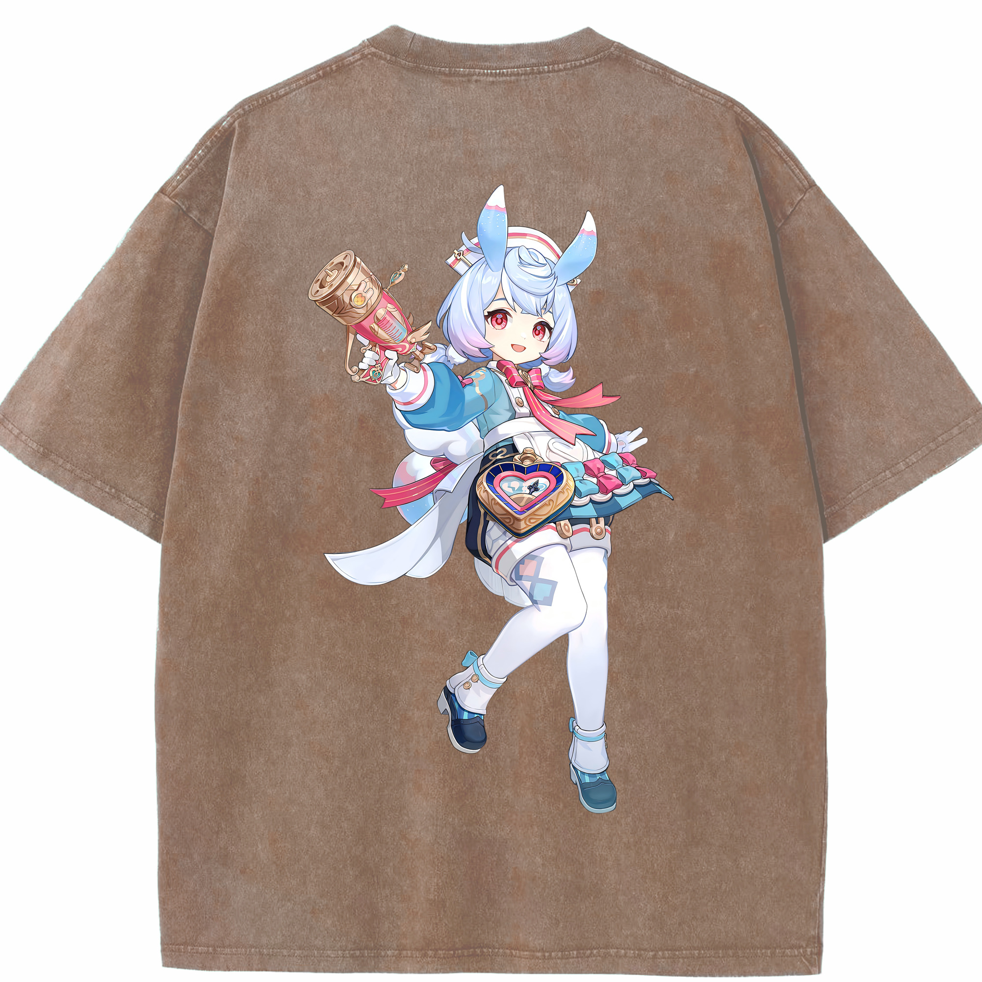 げんし神 シゲウィン genshin Shigewin 綿100% ヴィンテージ風 半袖Tシャツ（背面プリント）