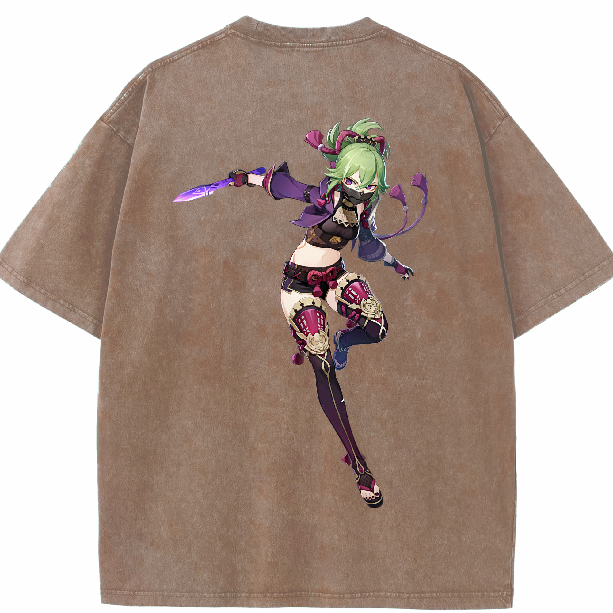 げんし神  久岐忍 くき しのぶ genshin Kuki Shinobu 綿100% ヴィンテージ風 半袖Tシャツ（背面プリント）