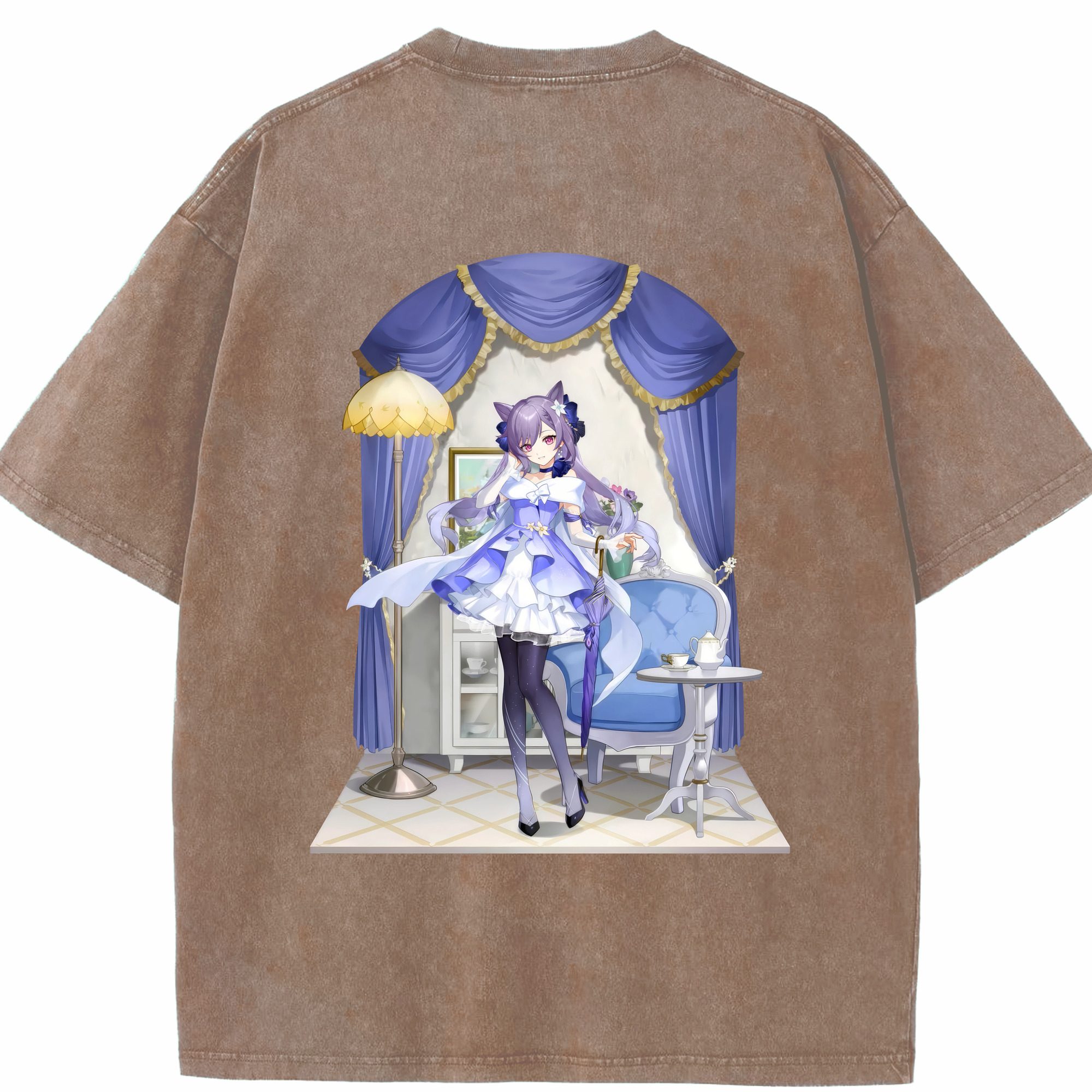 げんし神 刻晴 こくせい genshin Kokusei 綿100% ヴィンテージ風 半袖Tシャツ（背面プリント）