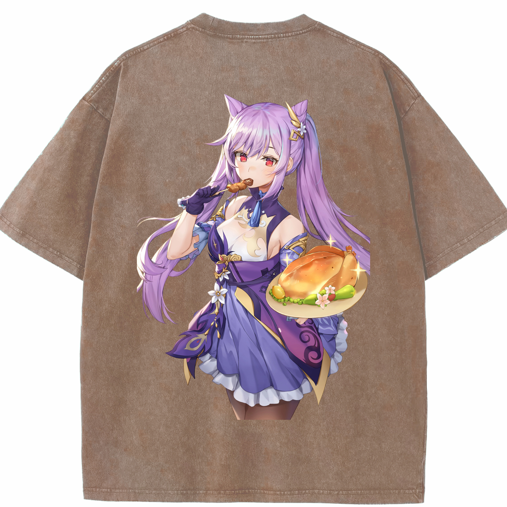 げんし神 刻晴 こくせい genshin Kokusei 綿100% ヴィンテージ風 半袖Tシャツ（背面プリント）