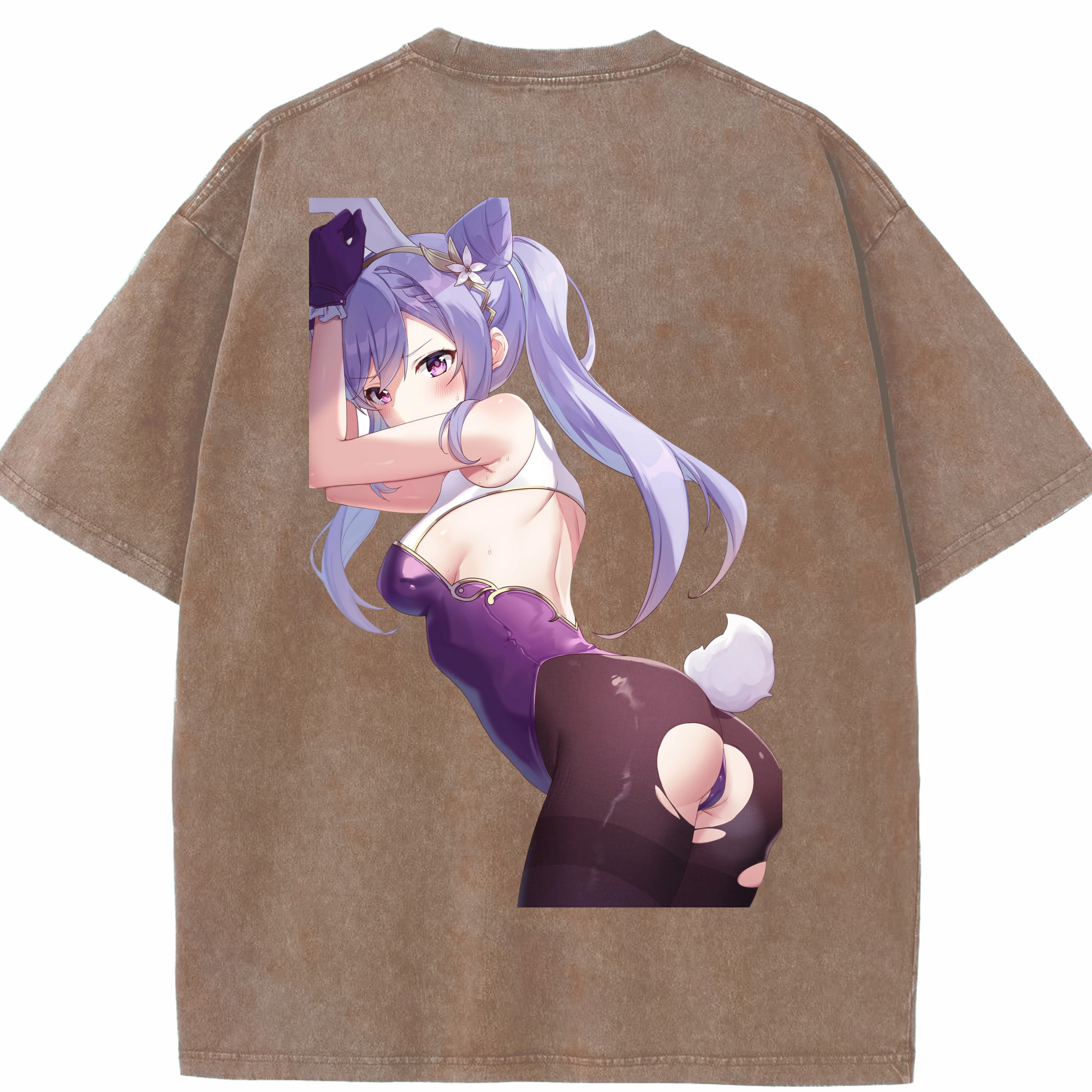 げんし神 刻晴 こくせい genshin Kokusei 綿100% ヴィンテージ風 半袖Tシャツ（背面プリント）
