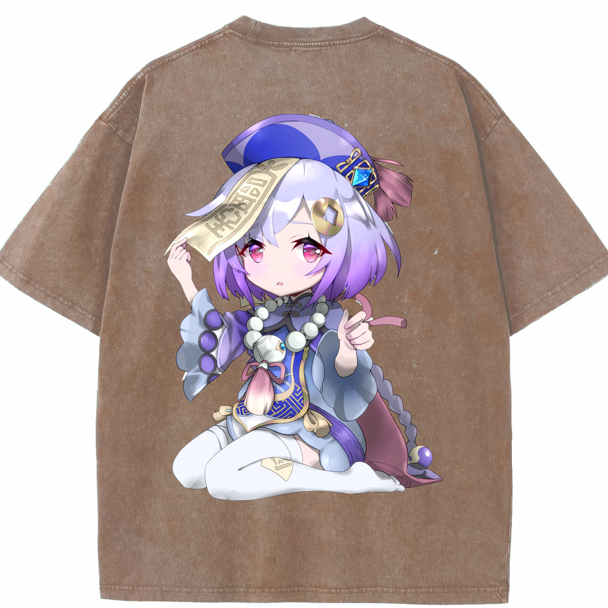 げんし神 七七 なな  genshin Nana 綿100% ヴィンテージ風 半袖Tシャツ（背面プリント）