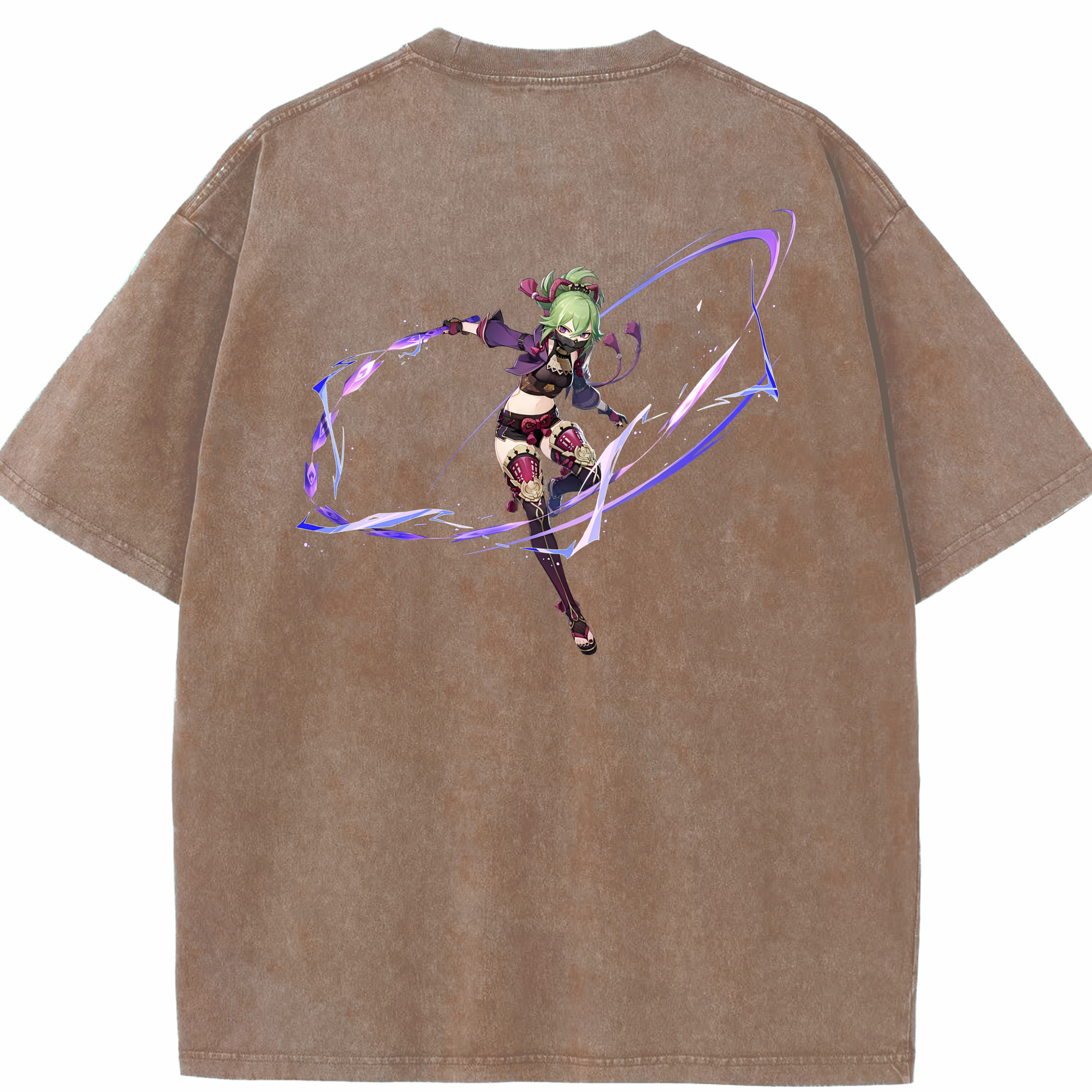げんし神  久岐忍 くき しのぶ genshin Kuki Shinobu 綿100% ヴィンテージ風 半袖Tシャツ（背面プリント）