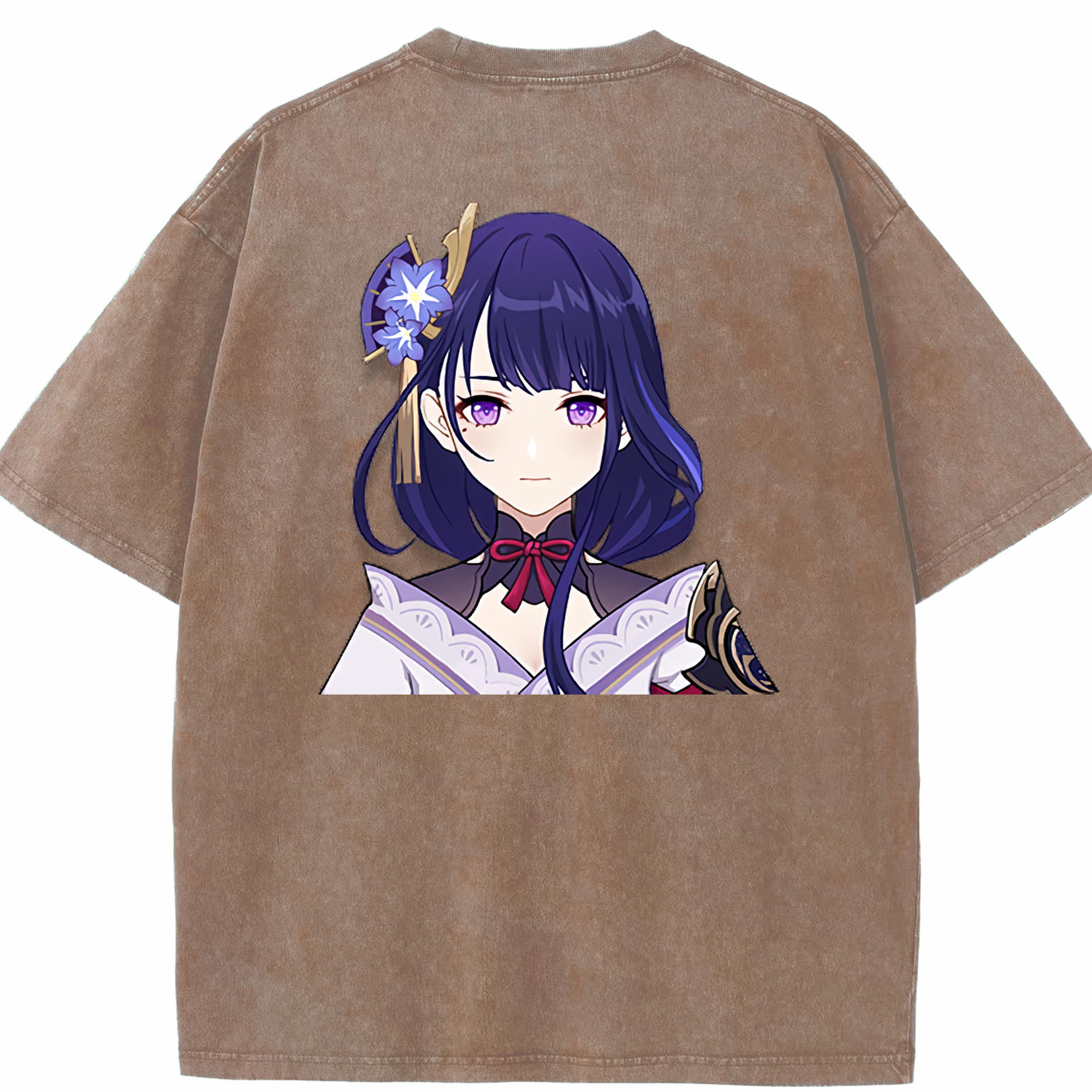 げんし神 雷電将軍 らいでんしょうぐん genshin Raiden Shogun 綿100% ヴィンテージ風 半袖Tシャツ（背面プリント）