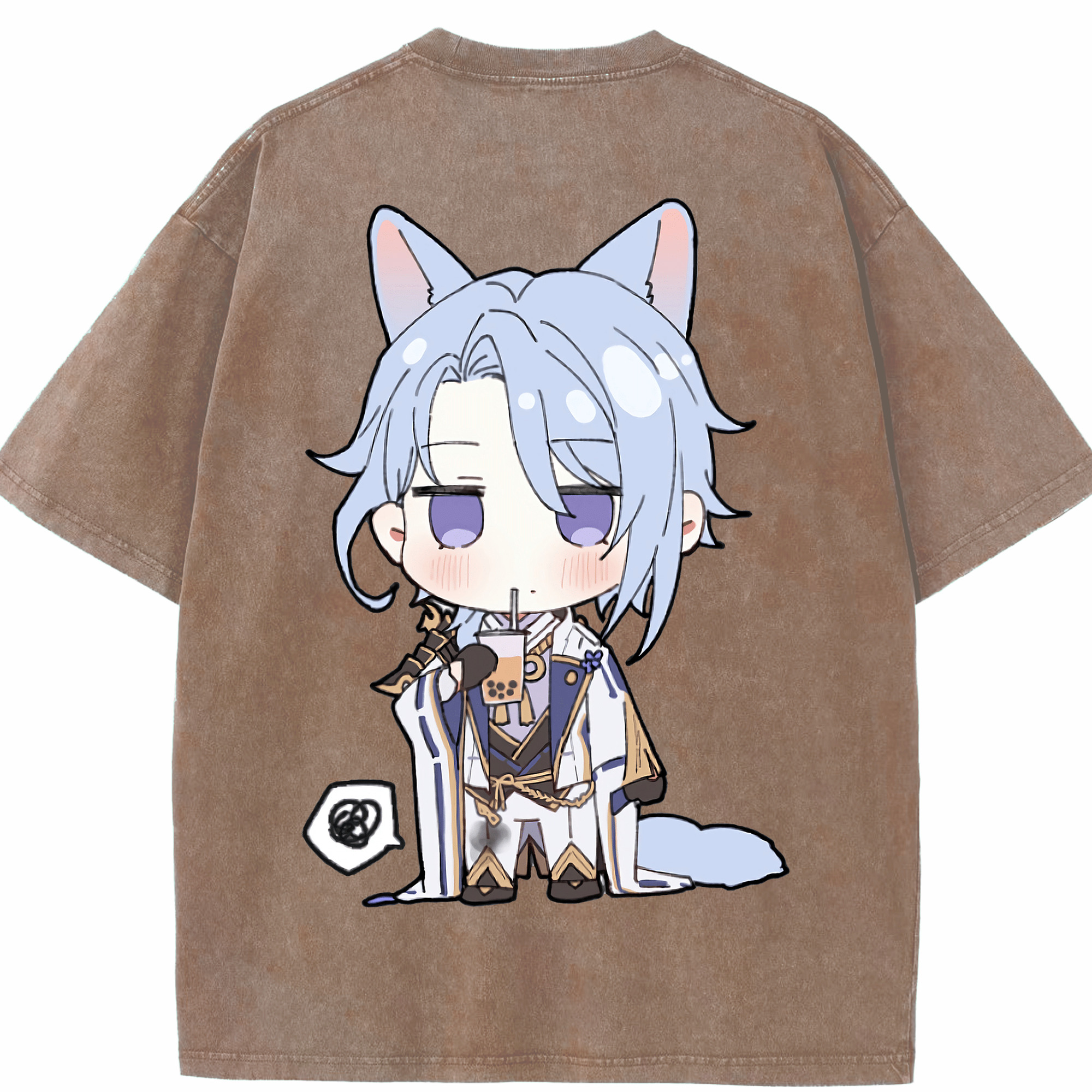 げんし神 神里綾人 かみさとあやと genshin Kamisato Ayato 綿100% ヴィンテージ風 半袖Tシャツ（背面プリント）