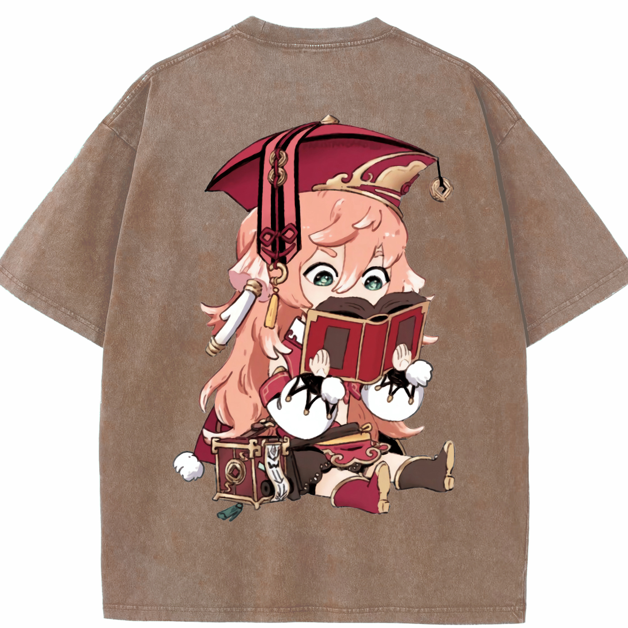げんし神 ヤンフェイ genshin Yanfei 綿100% ヴィンテージ風 半袖Tシャツ（背面プリント）