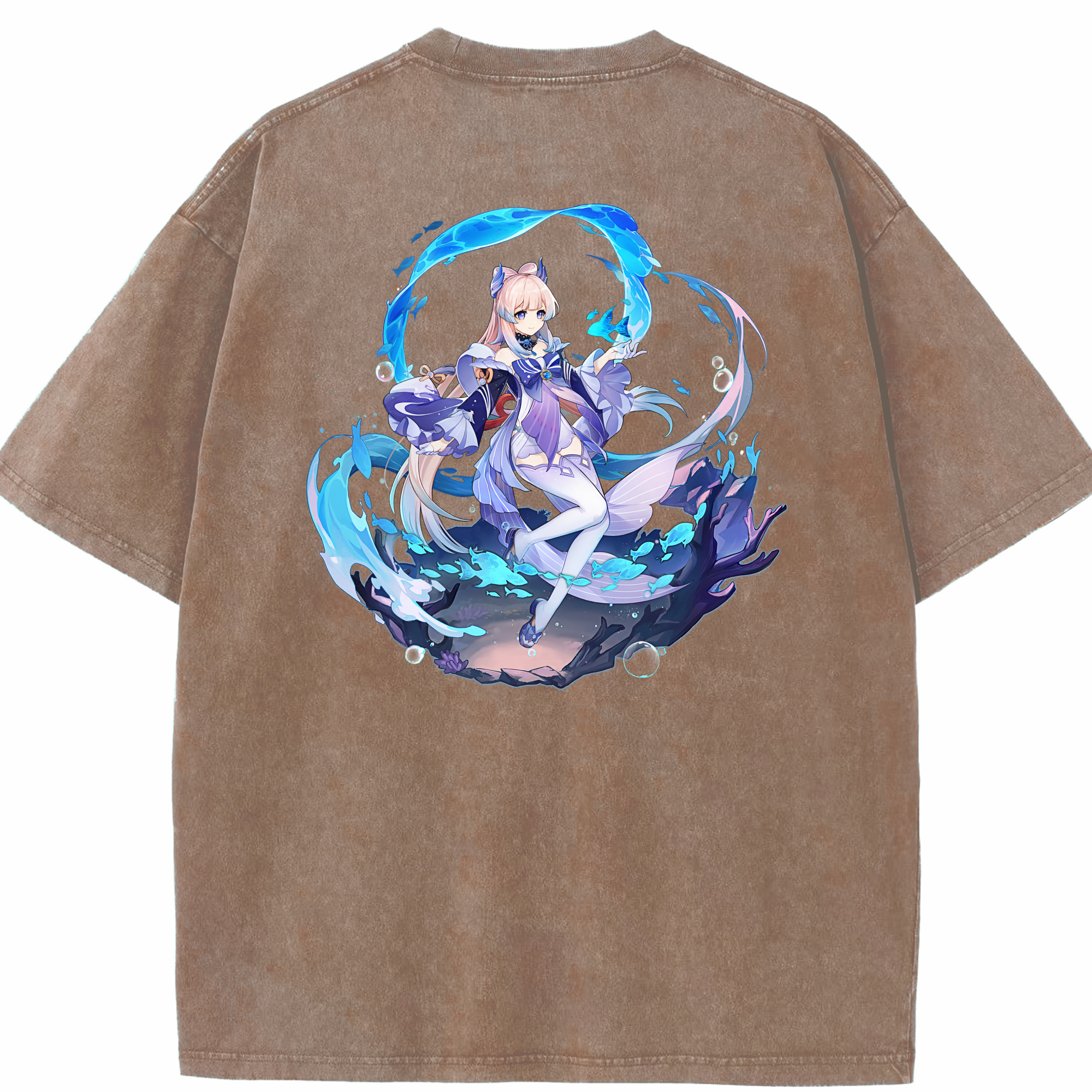 げんし神 珊瑚宮心海 サンゴノミヤ・ココミ genshin Sangonomiya Kokomi 綿100% ヴィンテージ風 半袖Tシャツ（背面プリント）
