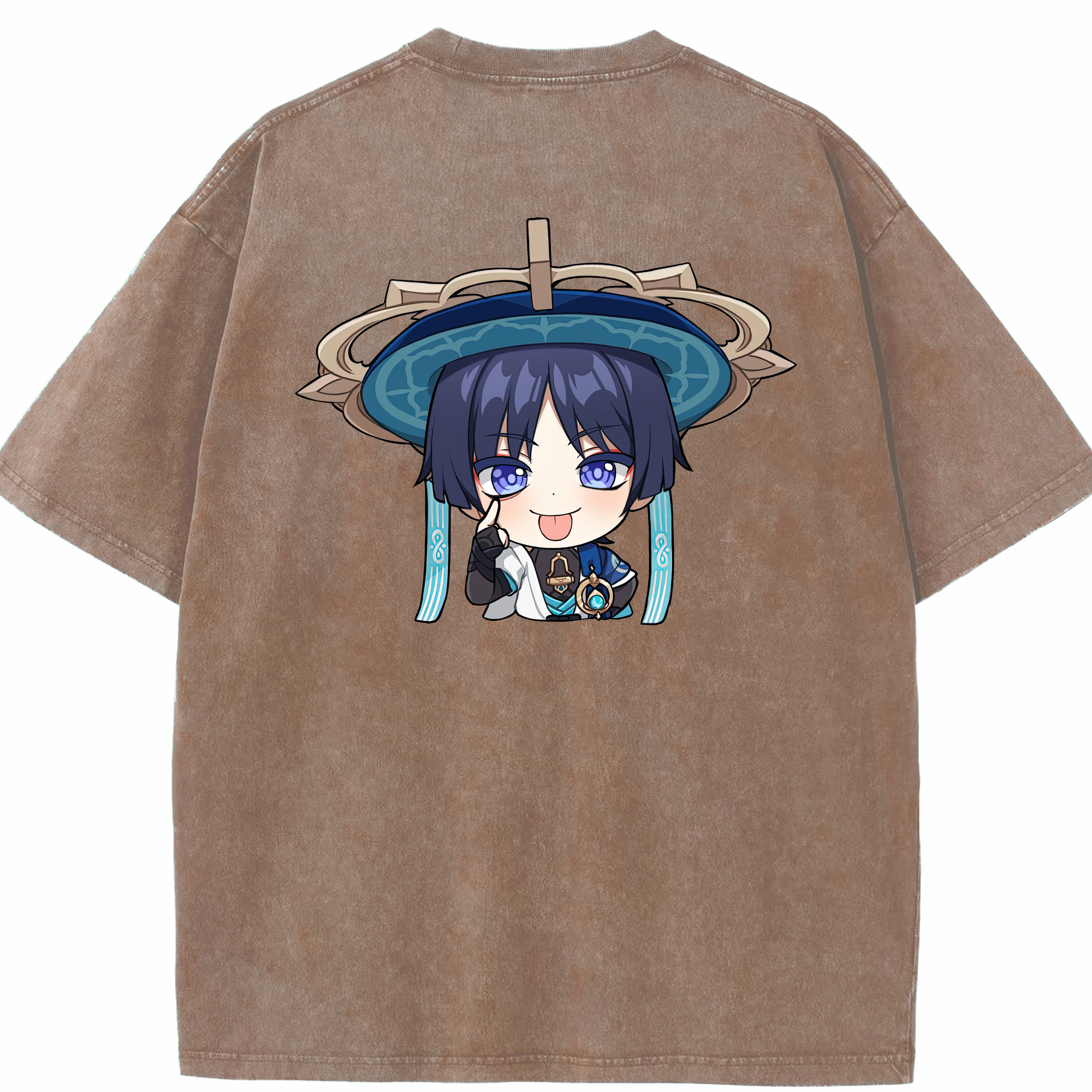 げんし神 さんペい genshin Sanpei 綿100% ヴィンテージ風 半袖Tシャツ（背面プリント）