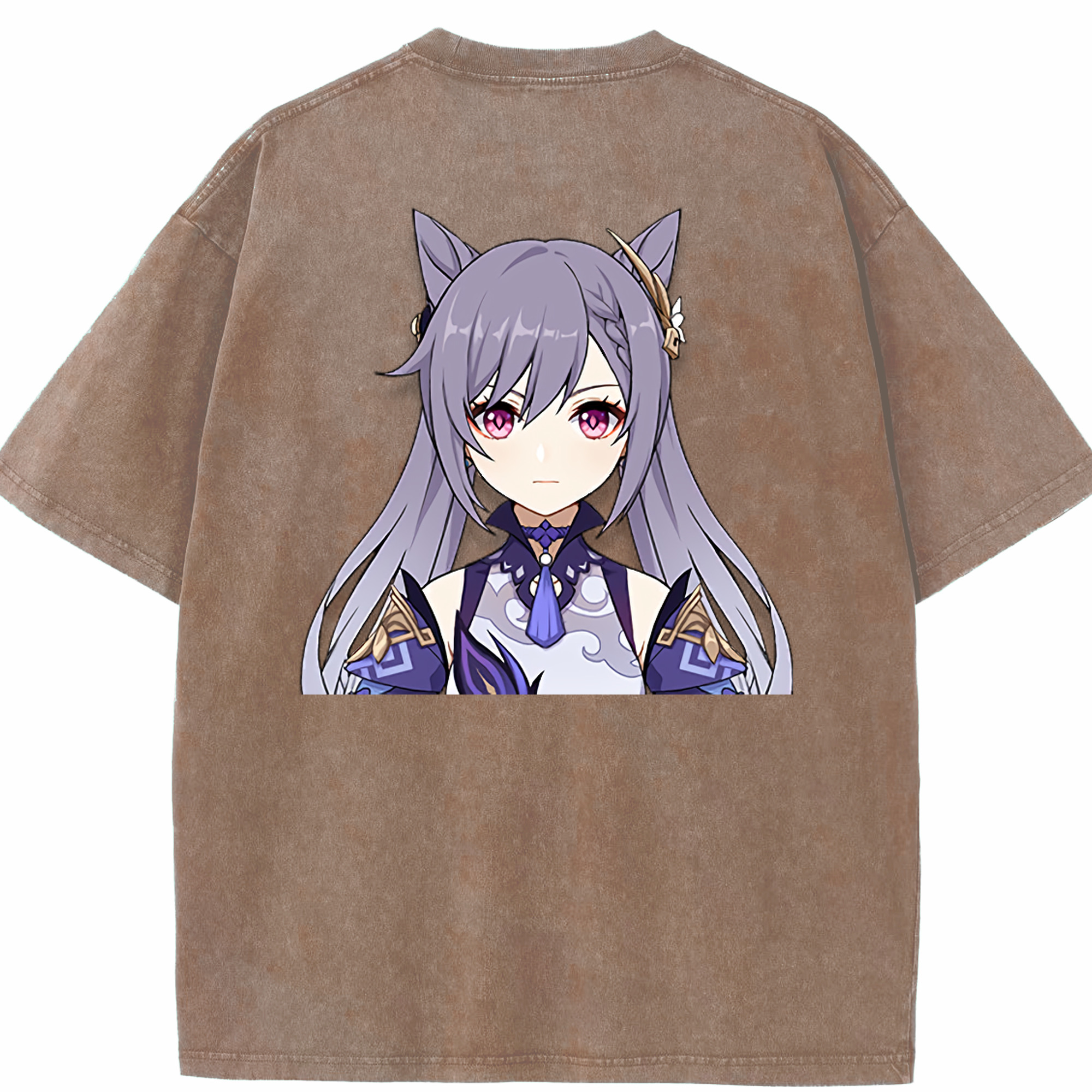 げんし神 刻晴 こくせい genshin Kokusei 綿100% ヴィンテージ風 半袖Tシャツ（背面プリント）