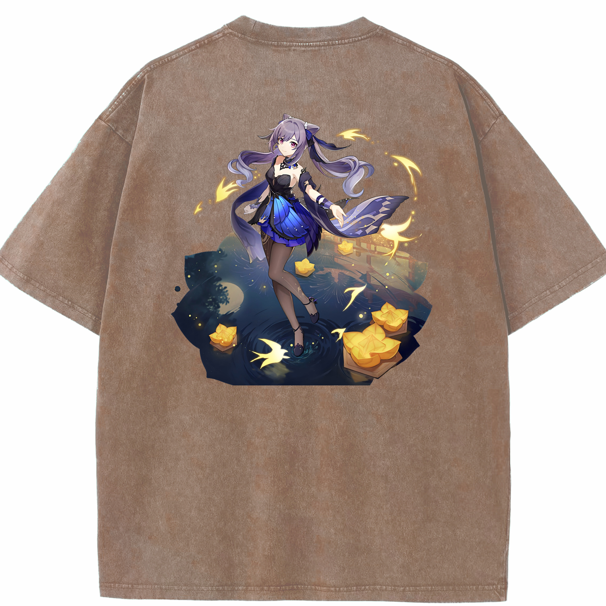 げんし神 刻晴 こくせい genshin Kokusei 綿100% ヴィンテージ風 半袖Tシャツ（背面プリント）