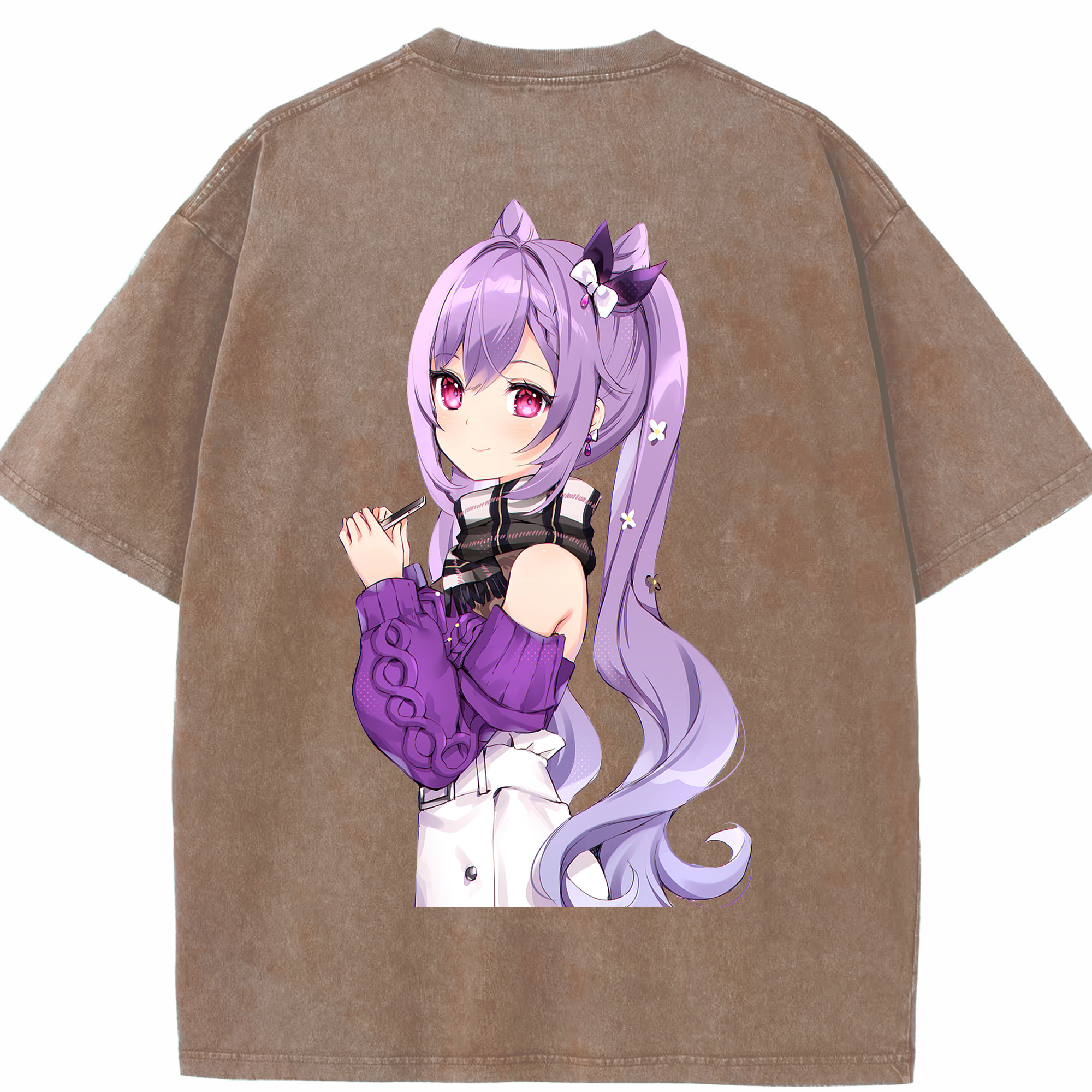 げんし神 刻晴 こくせい genshin Kokusei 綿100% ヴィンテージ風 半袖Tシャツ（背面プリント）