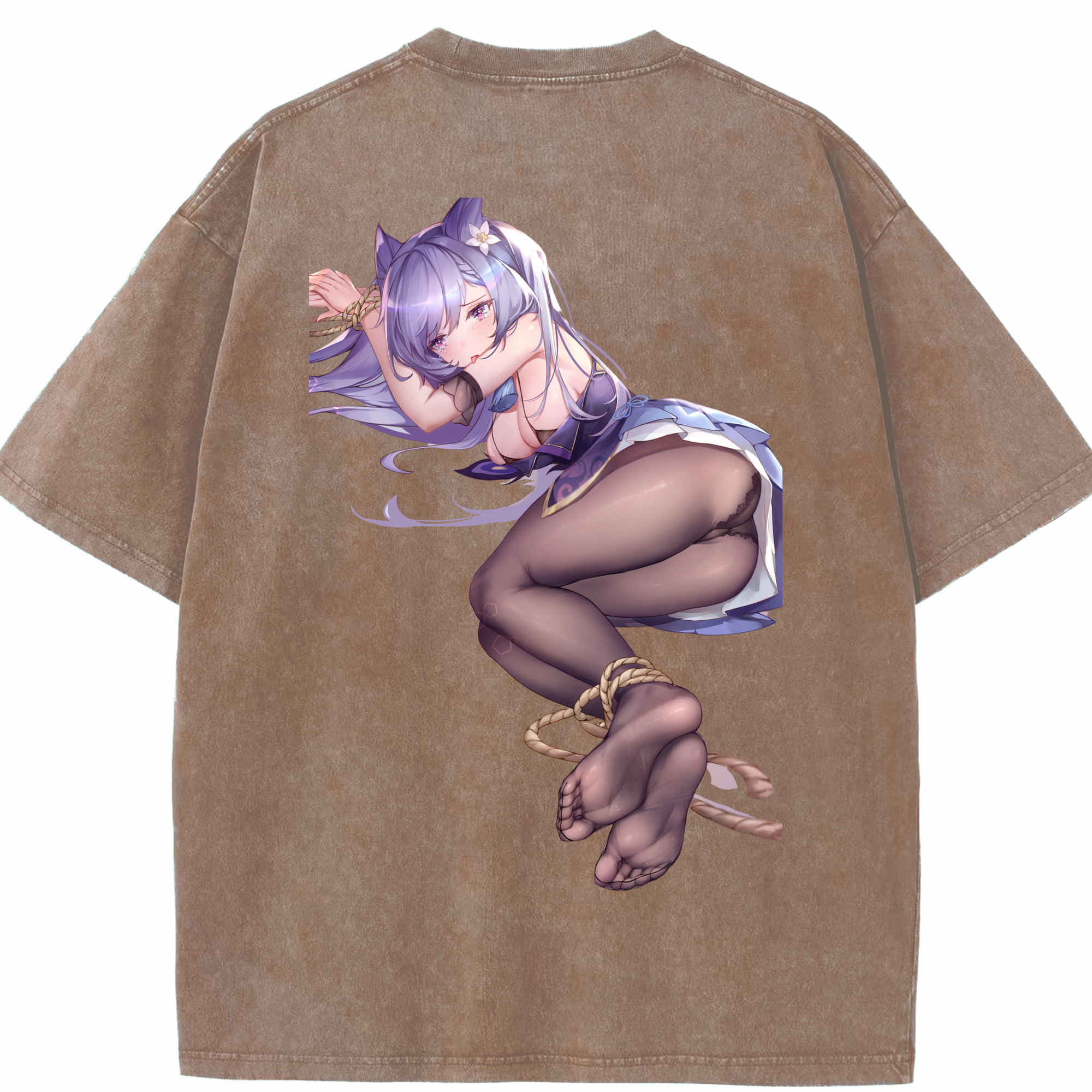 げんし神 刻晴 こくせい genshin Kokusei 綿100% ヴィンテージ風 半袖Tシャツ（背面プリント）