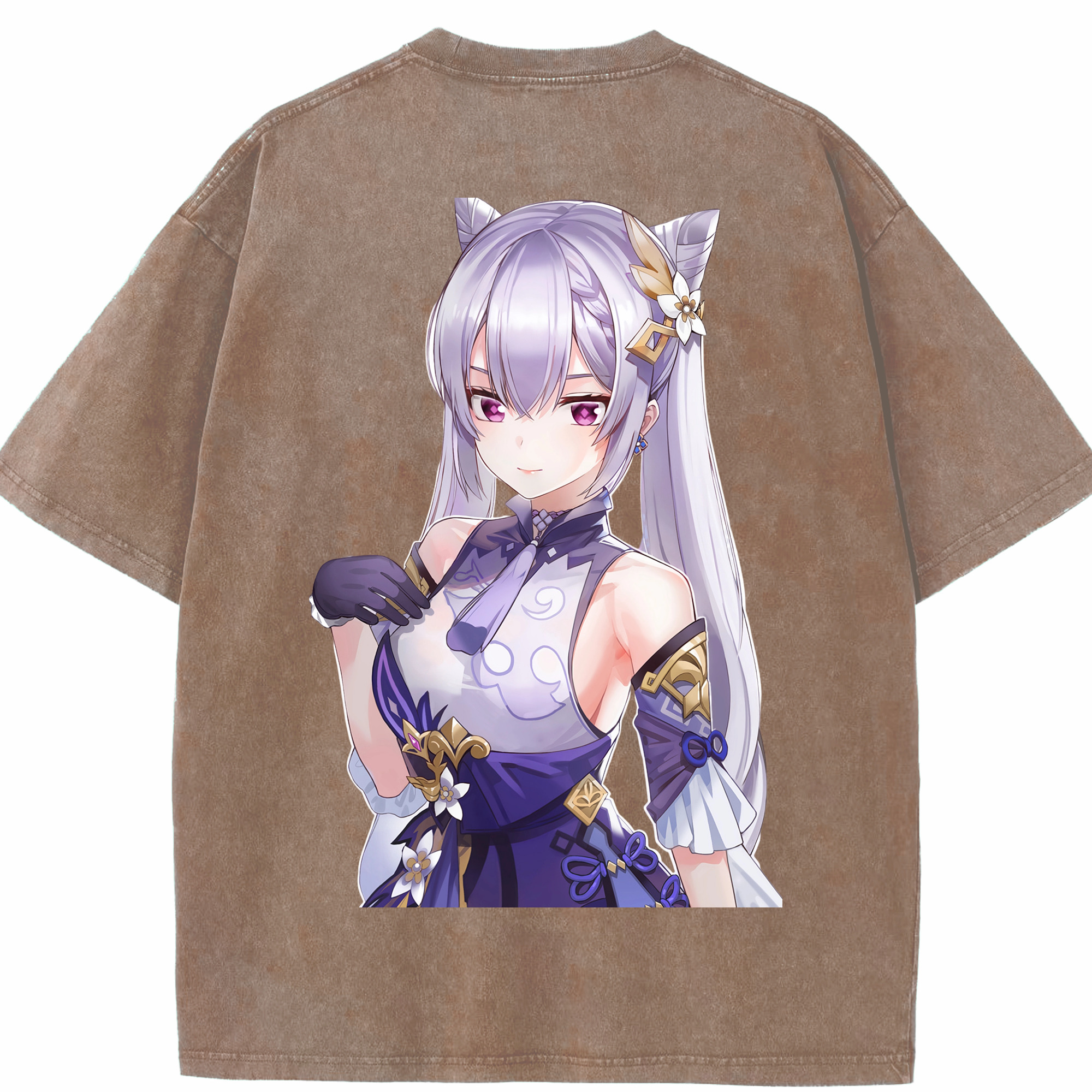 げんし神 刻晴 こくせい genshin Kokusei 綿100% ヴィンテージ風 半袖Tシャツ（背面プリント）
