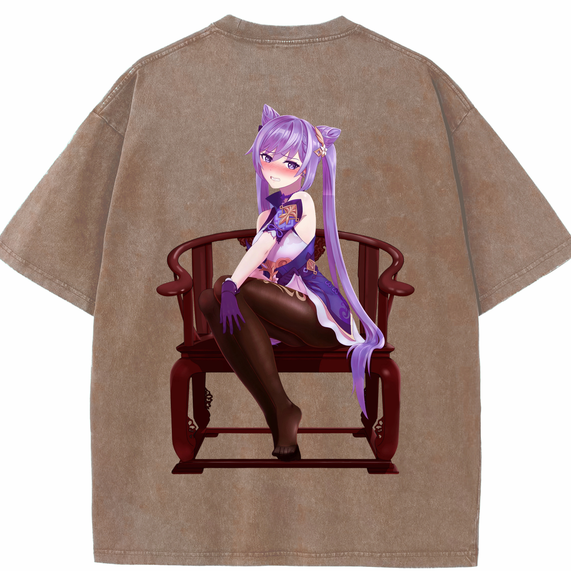 げんし神 刻晴 こくせい genshin Kokusei 綿100% ヴィンテージ風 半袖Tシャツ（背面プリント）
