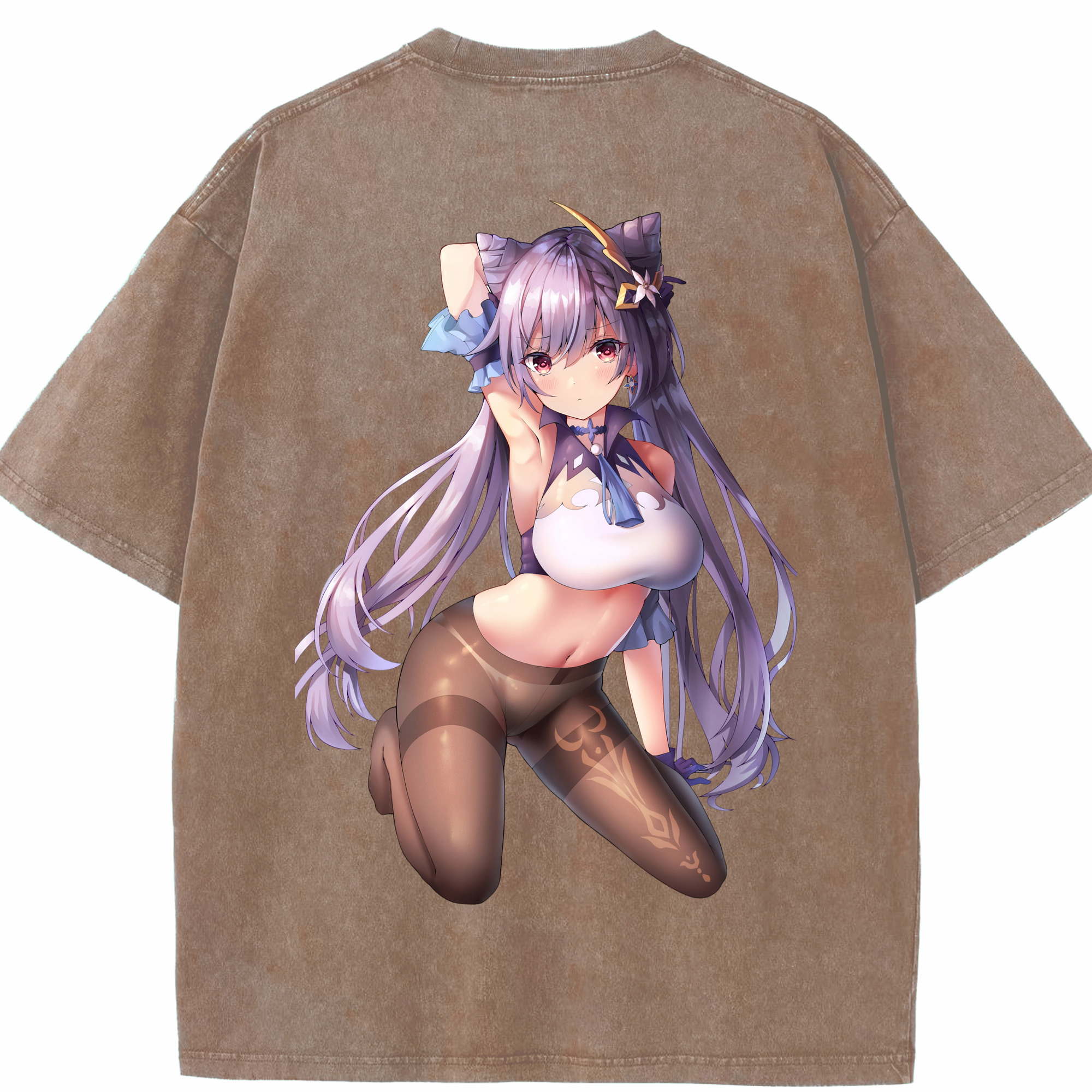 げんし神 刻晴 こくせい genshin Kokusei 綿100% ヴィンテージ風 半袖Tシャツ（背面プリント）