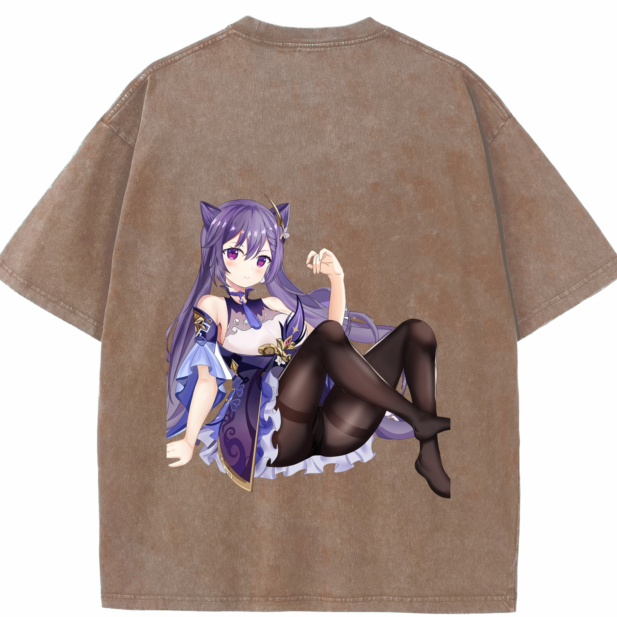 げんし神 刻晴 こくせい genshin Kokusei 綿100% ヴィンテージ風 半袖Tシャツ（背面プリント）