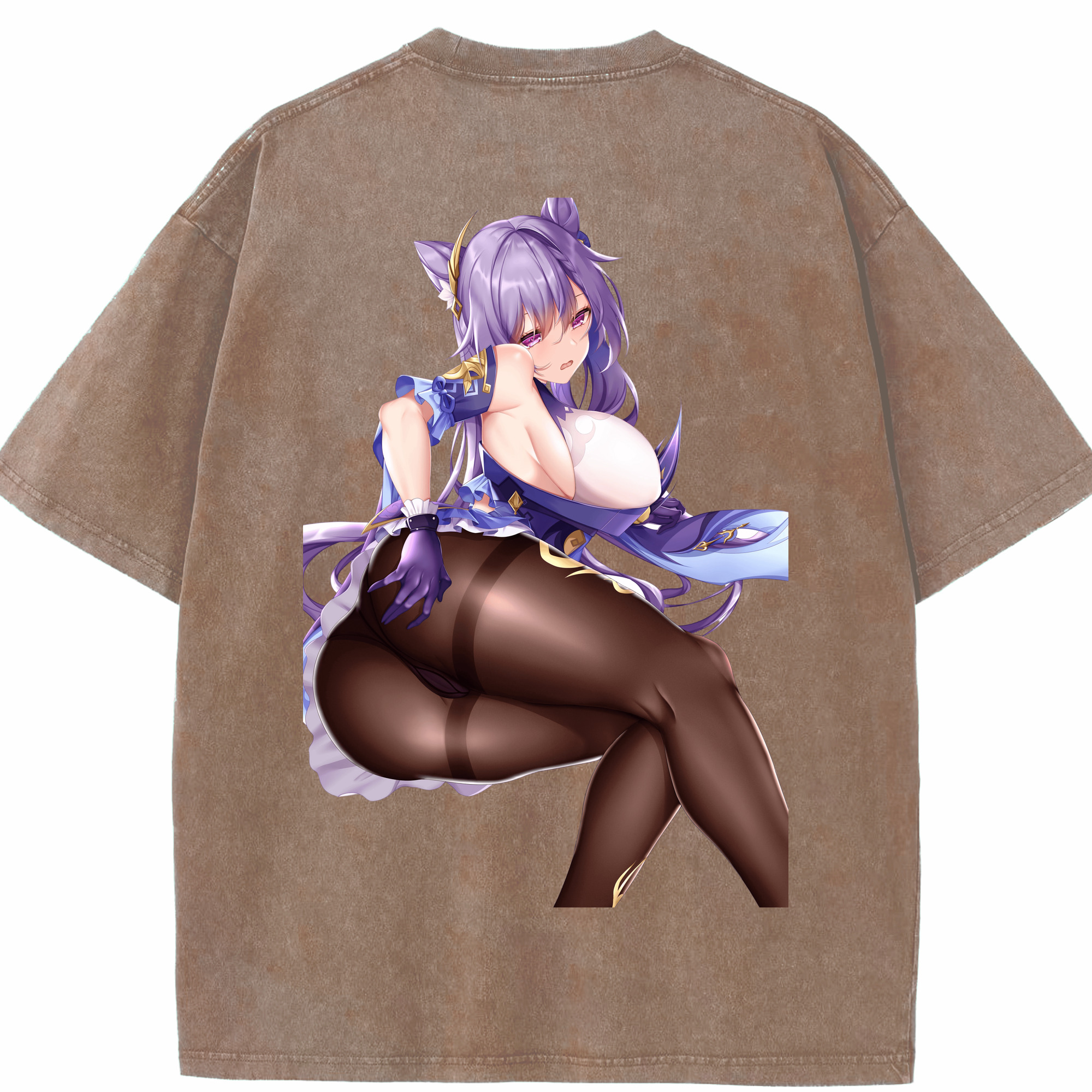 げんし神 刻晴 こくせい genshin Kokusei 綿100% ヴィンテージ風 半袖Tシャツ（背面プリント）