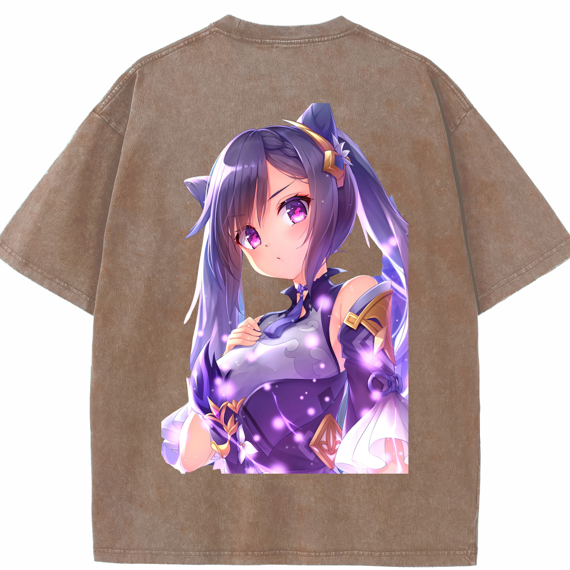 げんし神 刻晴 こくせい genshin Kokusei 綿100% ヴィンテージ風 半袖Tシャツ（背面プリント）