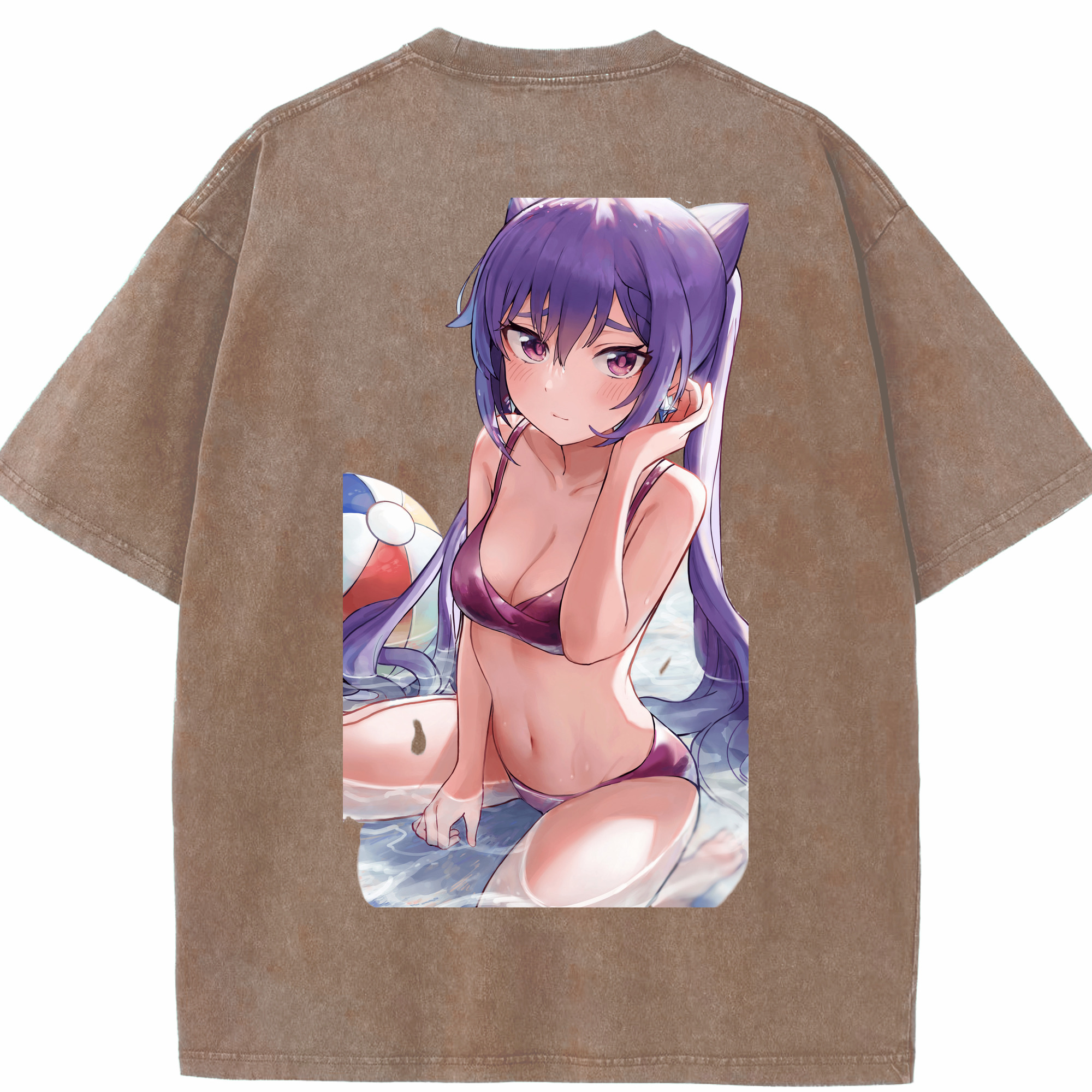 げんし神 刻晴 こくせい genshin Kokusei 綿100% ヴィンテージ風 半袖Tシャツ（背面プリント）