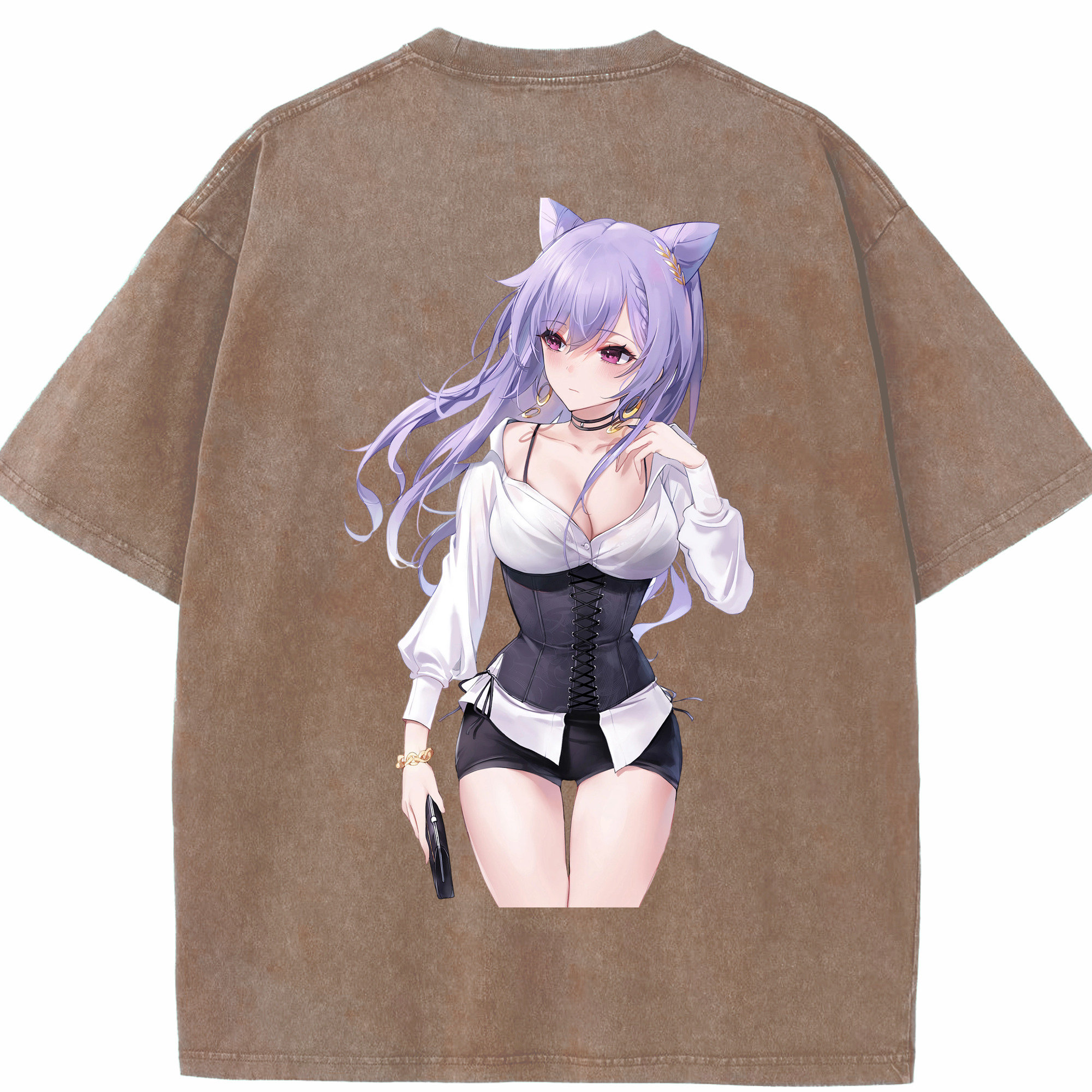 げんし神 刻晴 こくせい genshin Kokusei 綿100% ヴィンテージ風 半袖Tシャツ（背面プリント）