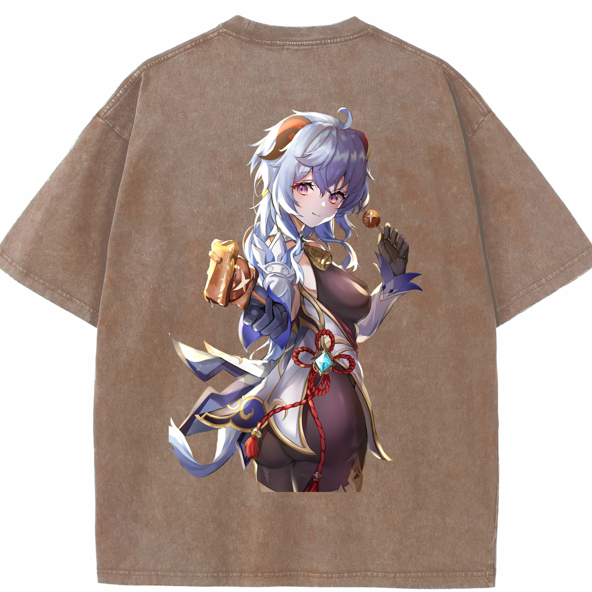 げんし神 甘雨 かんう genshin Ganyu 綿100% ヴィンテージ風 半袖Tシャツ（背面プリント）