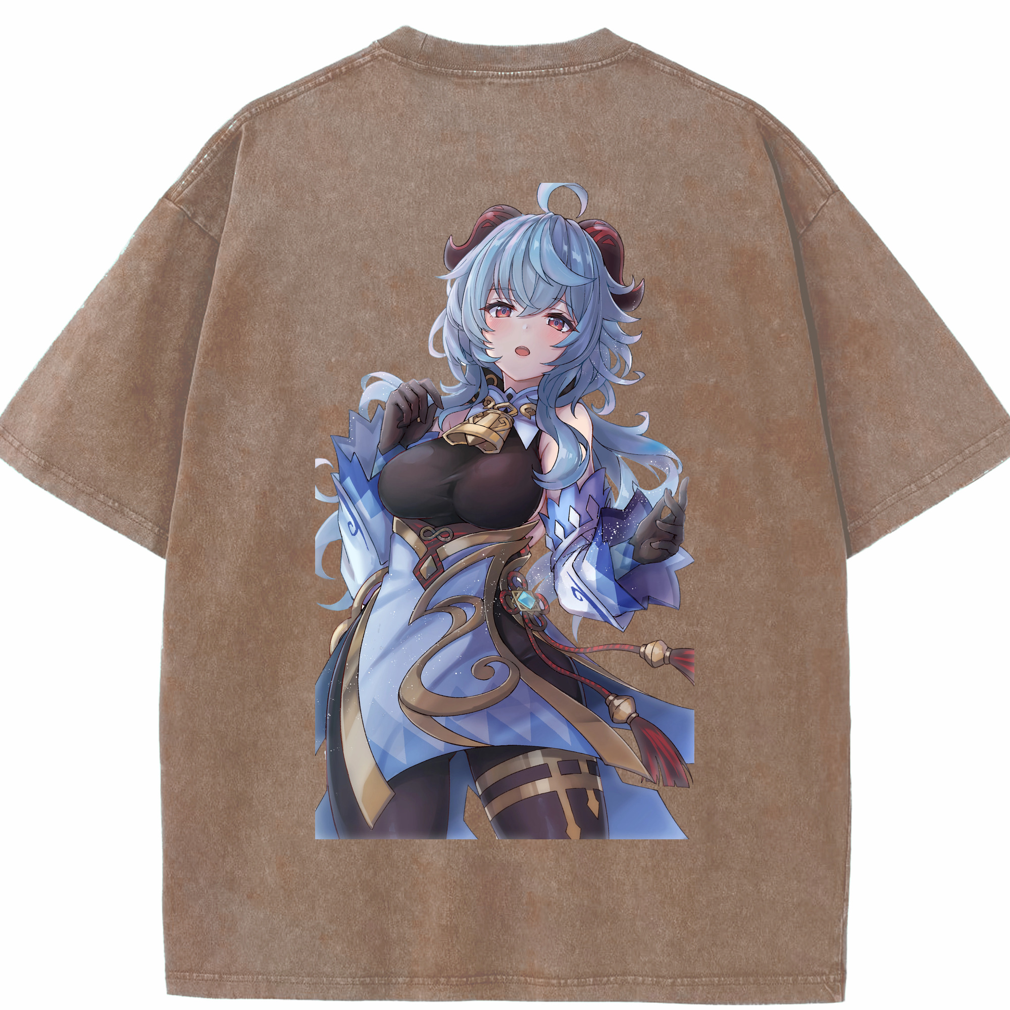 げんし神 甘雨 かんう genshin Ganyu 綿100% ヴィンテージ風 半袖Tシャツ（背面プリント）