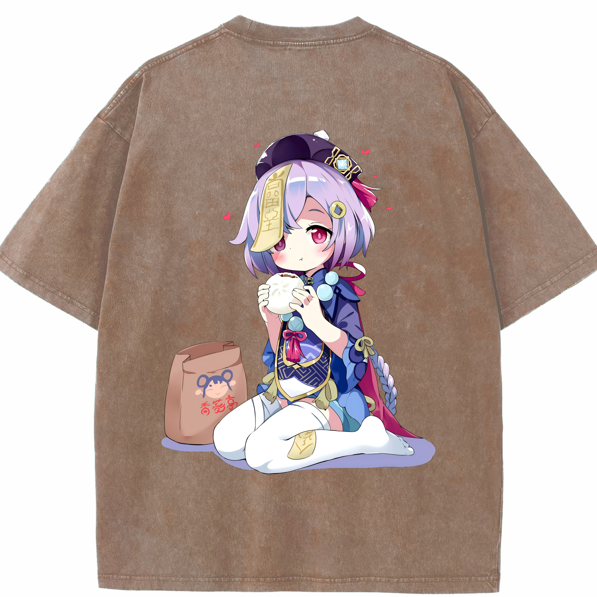 げんし神 七七 なな  genshin Nana 綿100% ヴィンテージ風 半袖Tシャツ（背面プリント）