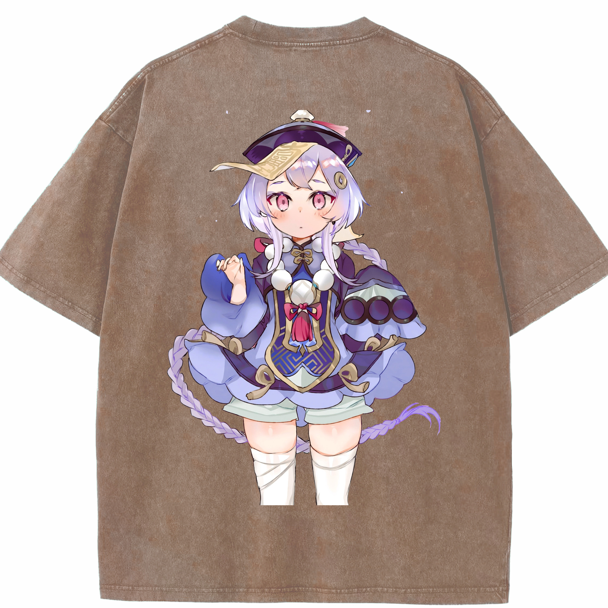 げんし神 七七 なな  genshin Nana 綿100% ヴィンテージ風 半袖Tシャツ（背面プリント）