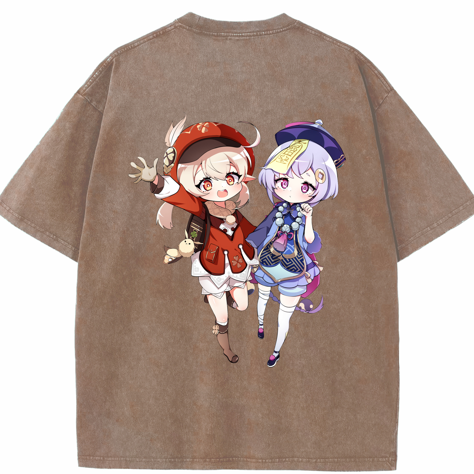 げんし神 七七 なな  genshin Nana 綿100% ヴィンテージ風 半袖Tシャツ（背面プリント）