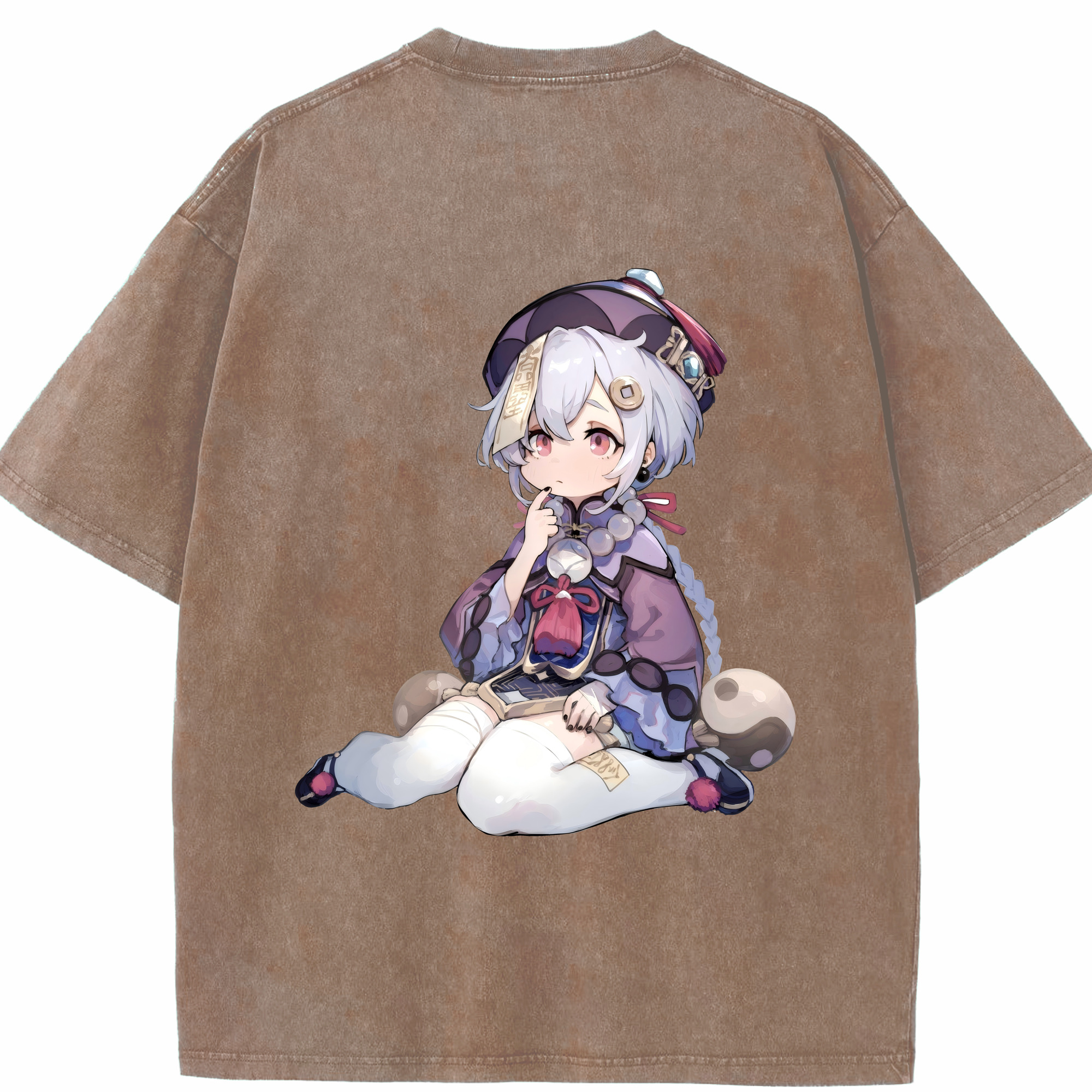 げんし神 七七 なな  genshin Nana 綿100% ヴィンテージ風 半袖Tシャツ（背面プリント）
