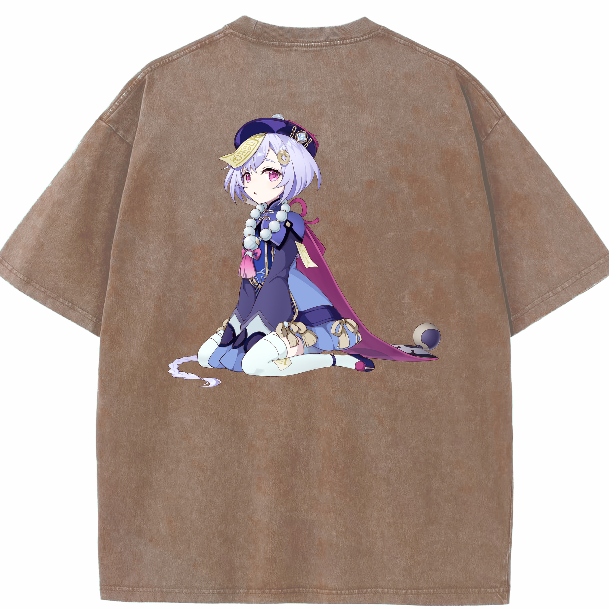 げんし神 七七 なな  genshin Nana 綿100% ヴィンテージ風 半袖Tシャツ（背面プリント）