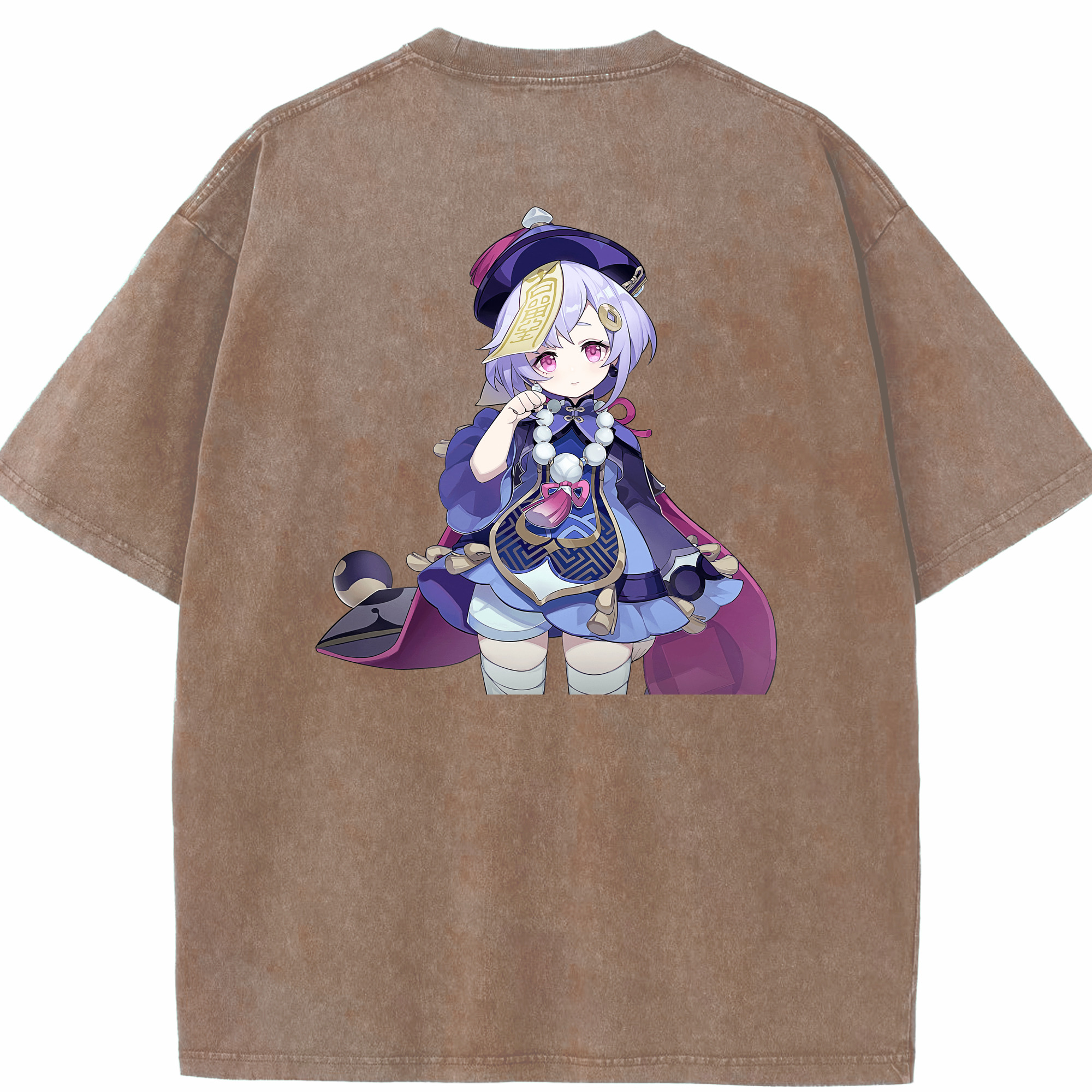 げんし神 七七 なな  genshin Nana 綿100% ヴィンテージ風 半袖Tシャツ（背面プリント）