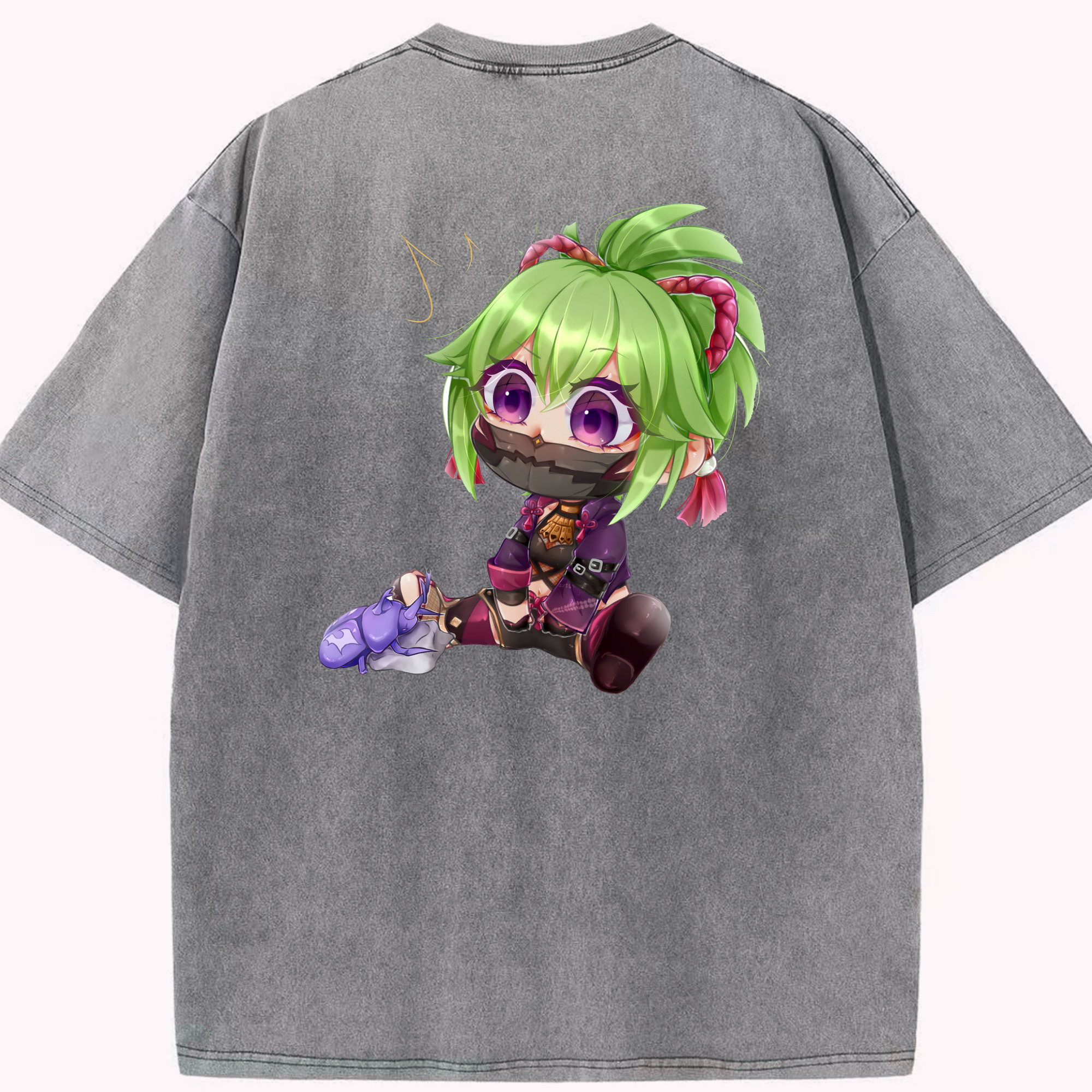 げんし神  久岐忍 くき しのぶ genshin Kuki Shinobu 綿100% ヴィンテージ風 半袖Tシャツ（背面プリント）