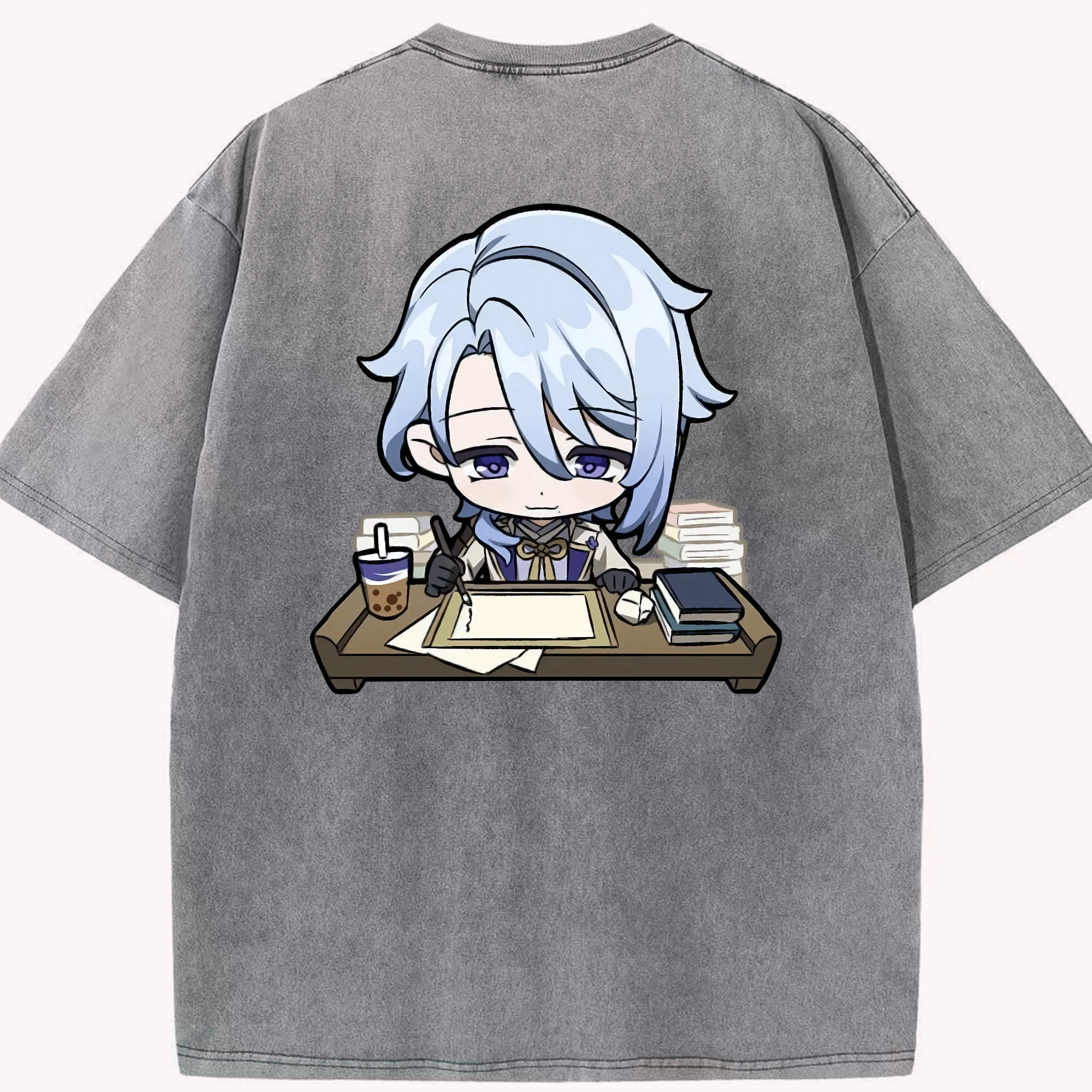 げんし神 神里綾人 かみさとあやと genshin Kamisato Ayato 綿100% ヴィンテージ風 半袖Tシャツ（背面プリント）