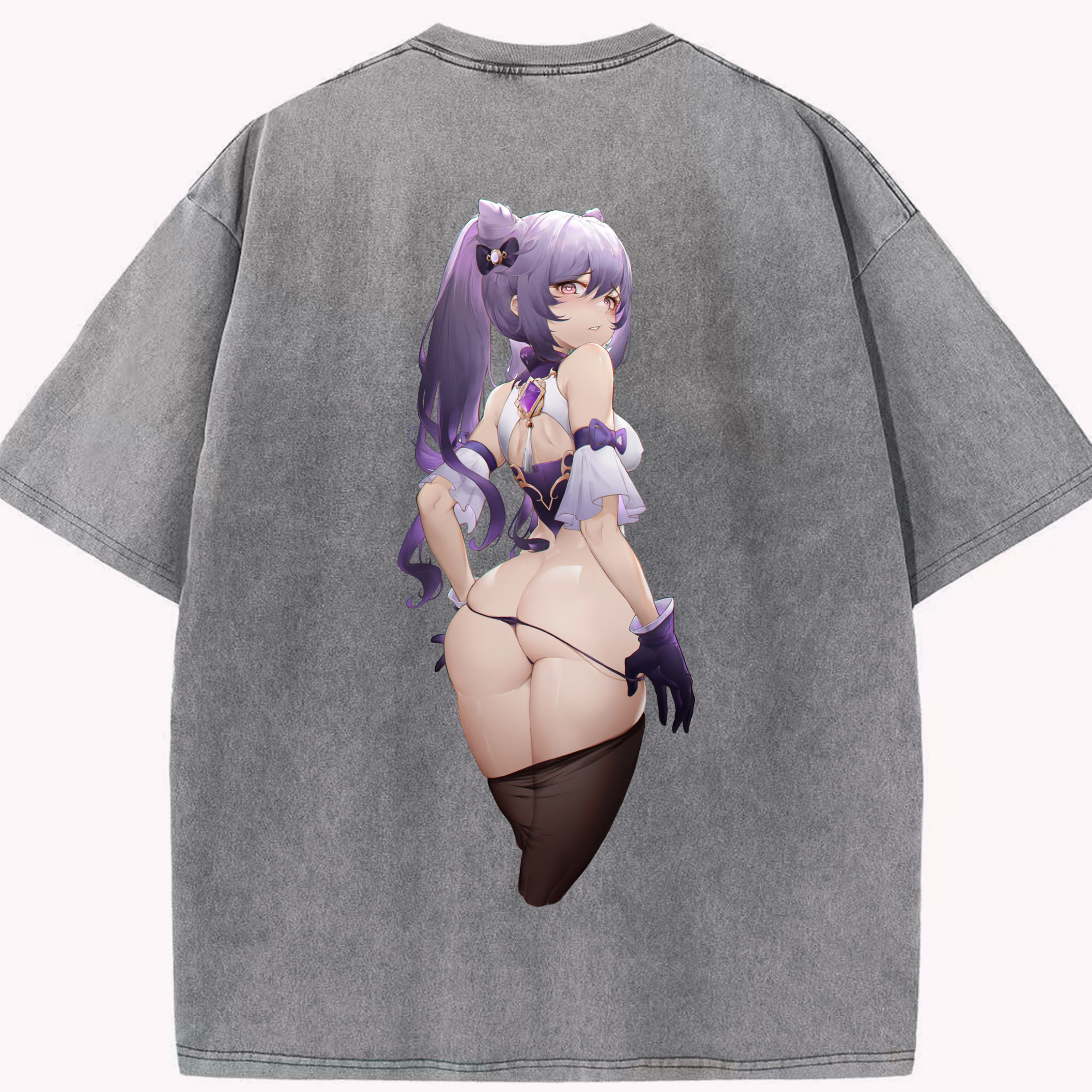 げんし神 刻晴 こくせい genshin Kokusei 綿100% ヴィンテージ風 半袖Tシャツ（背面プリント）