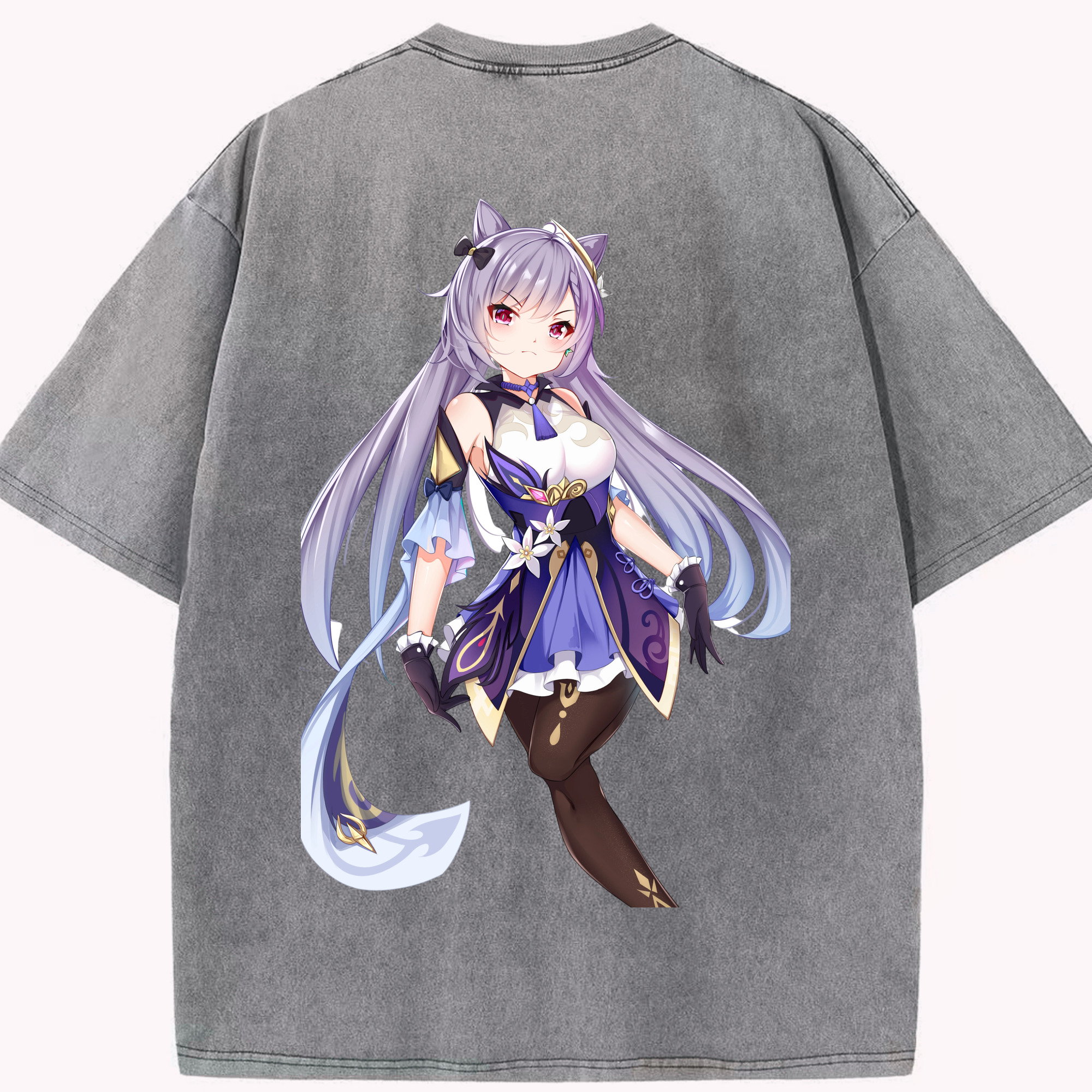 げんし神 刻晴 こくせい genshin Kokusei 綿100% ヴィンテージ風 半袖Tシャツ（背面プリント）