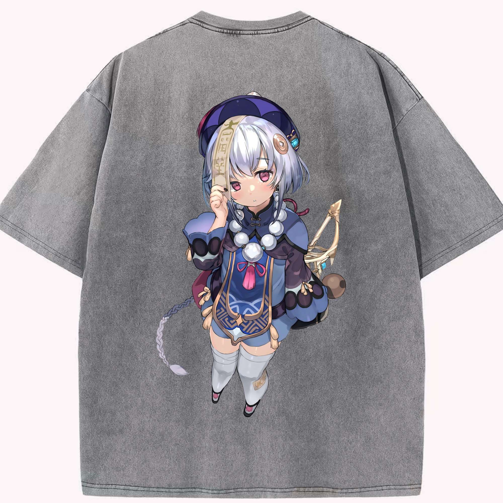 げんし神 七七 なな  genshin Nana 綿100% ヴィンテージ風 半袖Tシャツ（背面プリント）