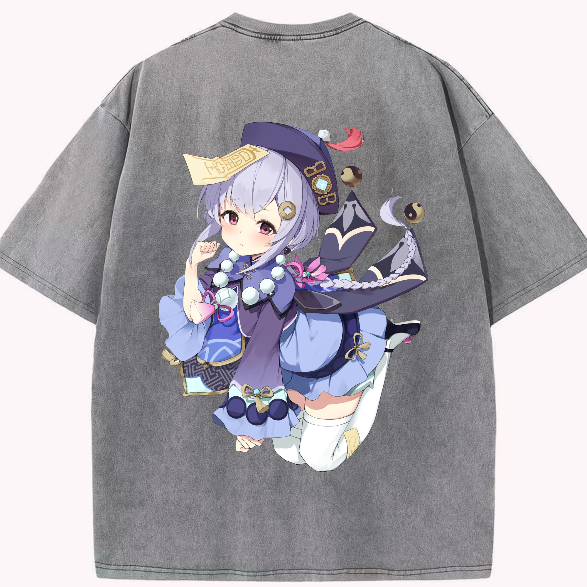 げんし神 七七 なな  genshin Nana 綿100% ヴィンテージ風 半袖Tシャツ（背面プリント）