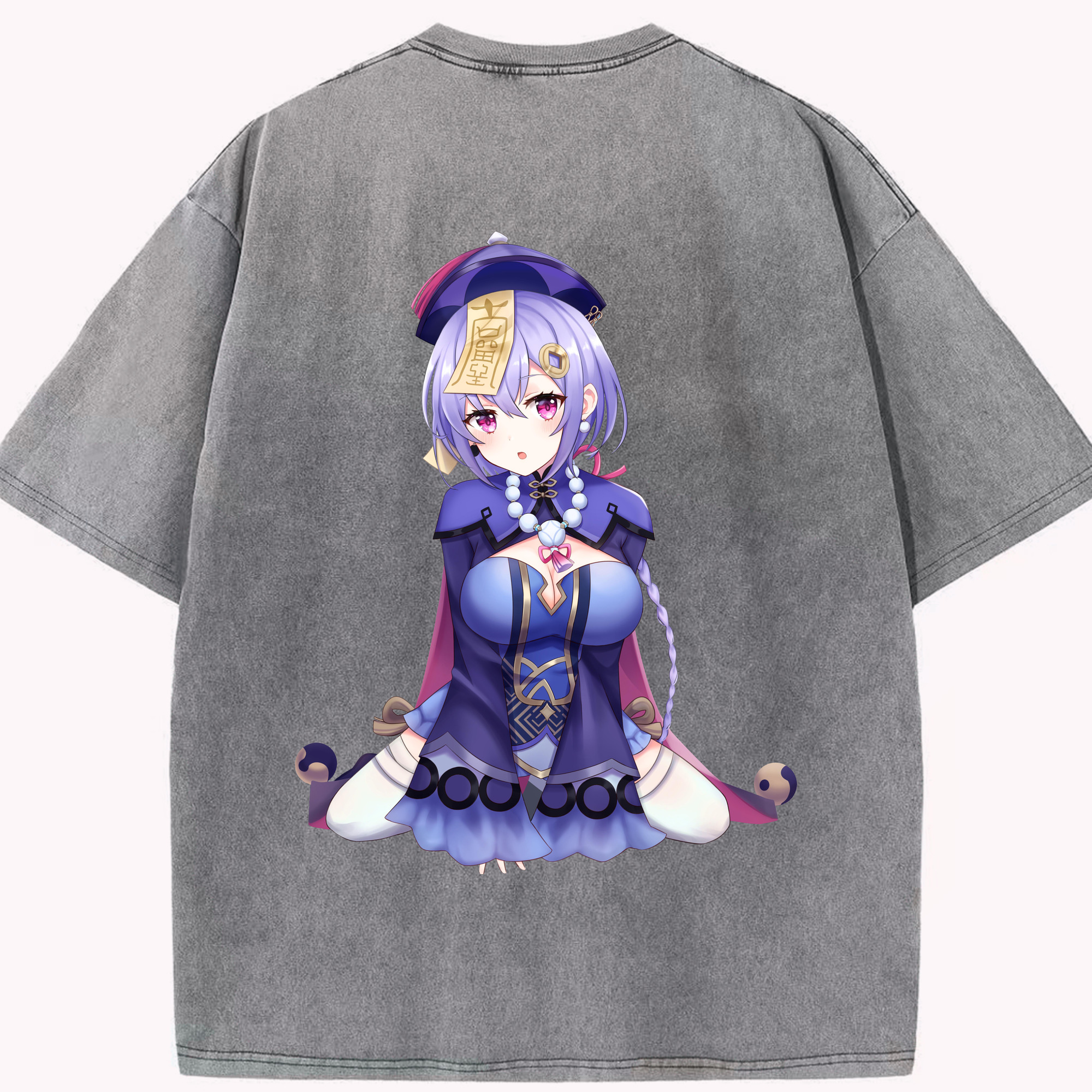 げんし神 七七 なな  genshin Nana 綿100% ヴィンテージ風 半袖Tシャツ（背面プリント）