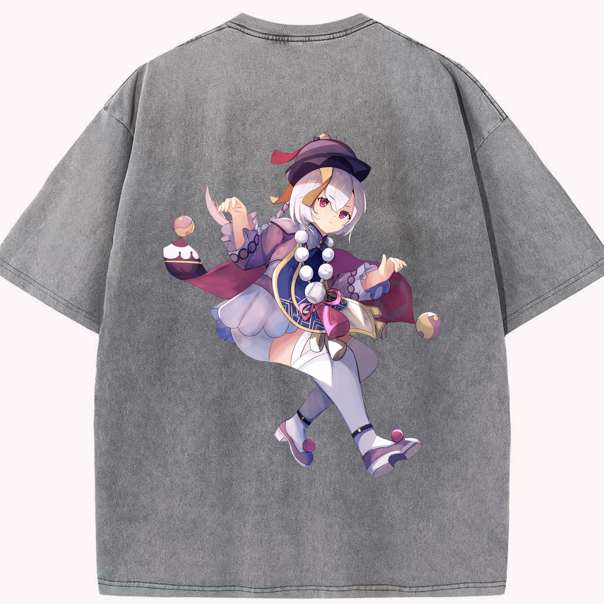 げんし神 七七 なな  genshin Nana 綿100% ヴィンテージ風 半袖Tシャツ（背面プリント）