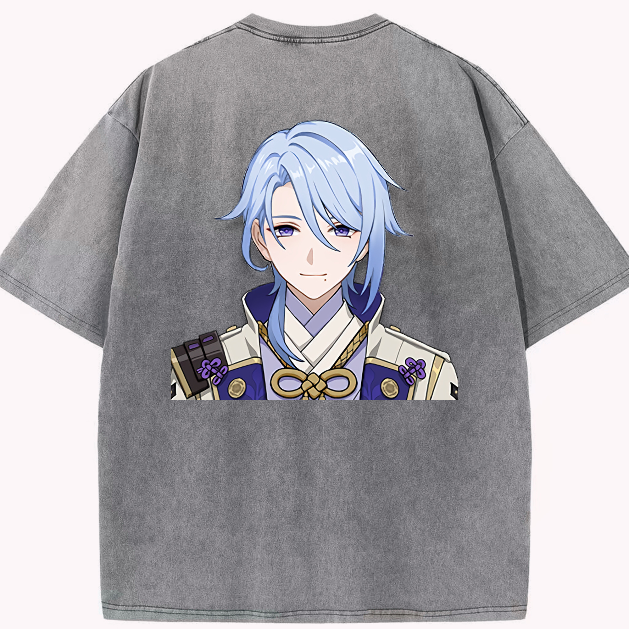 げんし神 神里綾人 かみさとあやと genshin Kamisato Ayato 綿100% ヴィンテージ風 半袖Tシャツ（背面プリント）