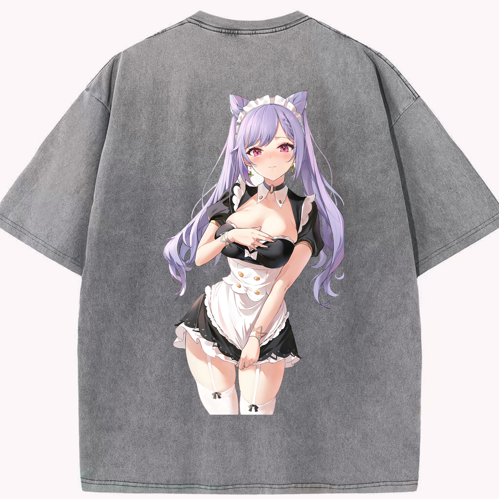 げんし神 刻晴 こくせい genshin Kokusei 綿100% ヴィンテージ風 半袖Tシャツ（背面プリント）