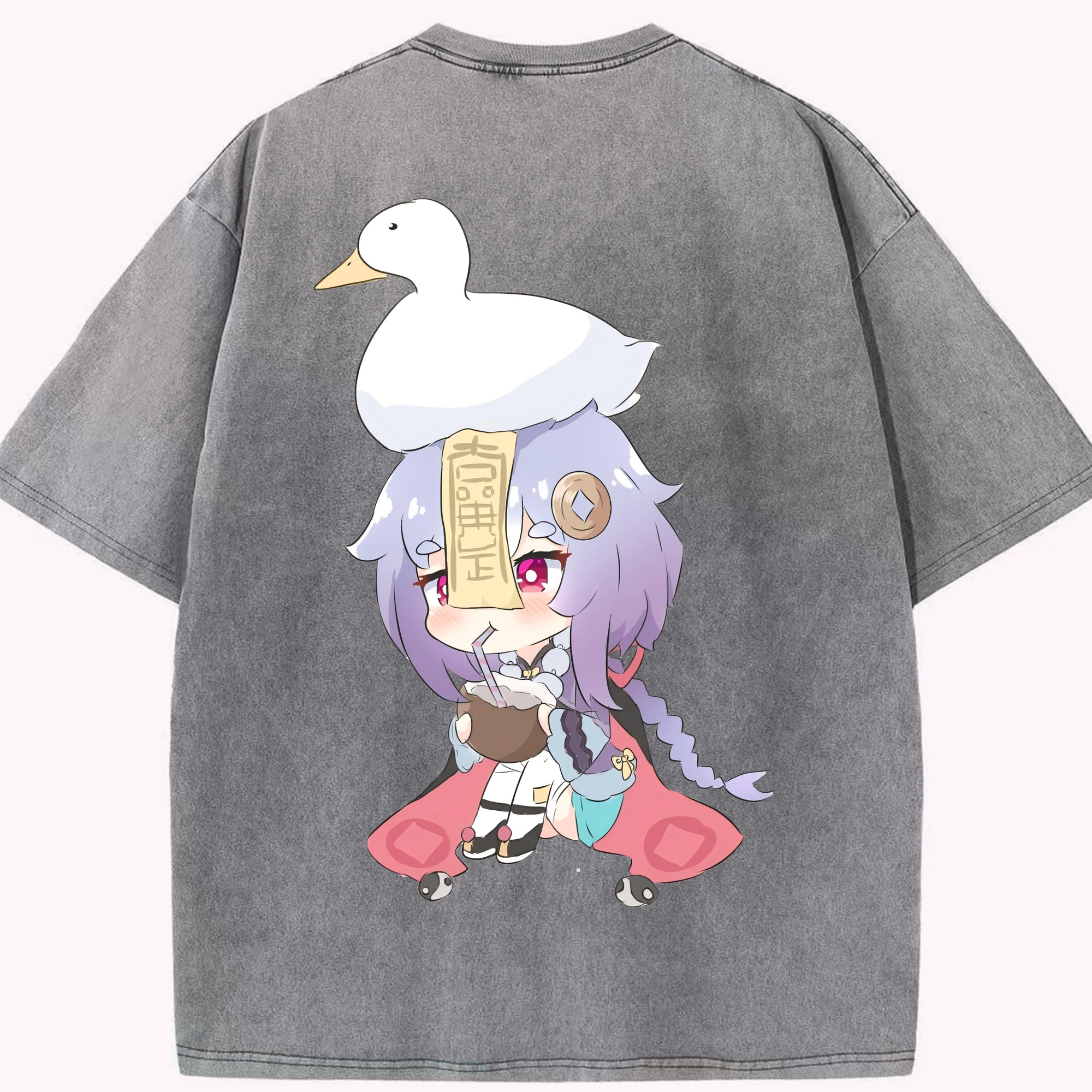 げんし神 七七 なな  genshin Nana 綿100% ヴィンテージ風 半袖Tシャツ（背面プリント）