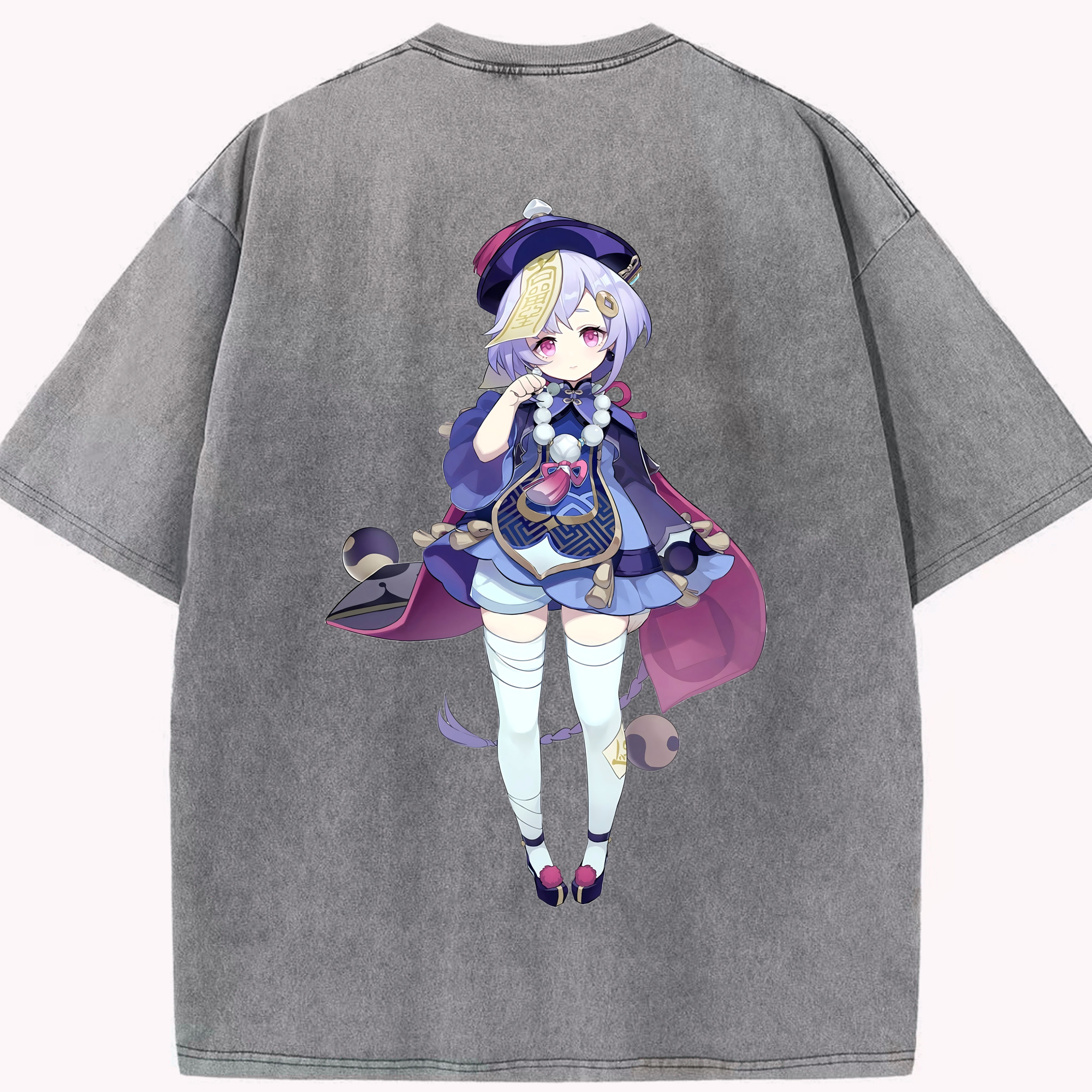げんし神 七七 なな  genshin Nana 綿100% ヴィンテージ風 半袖Tシャツ（背面プリント）
