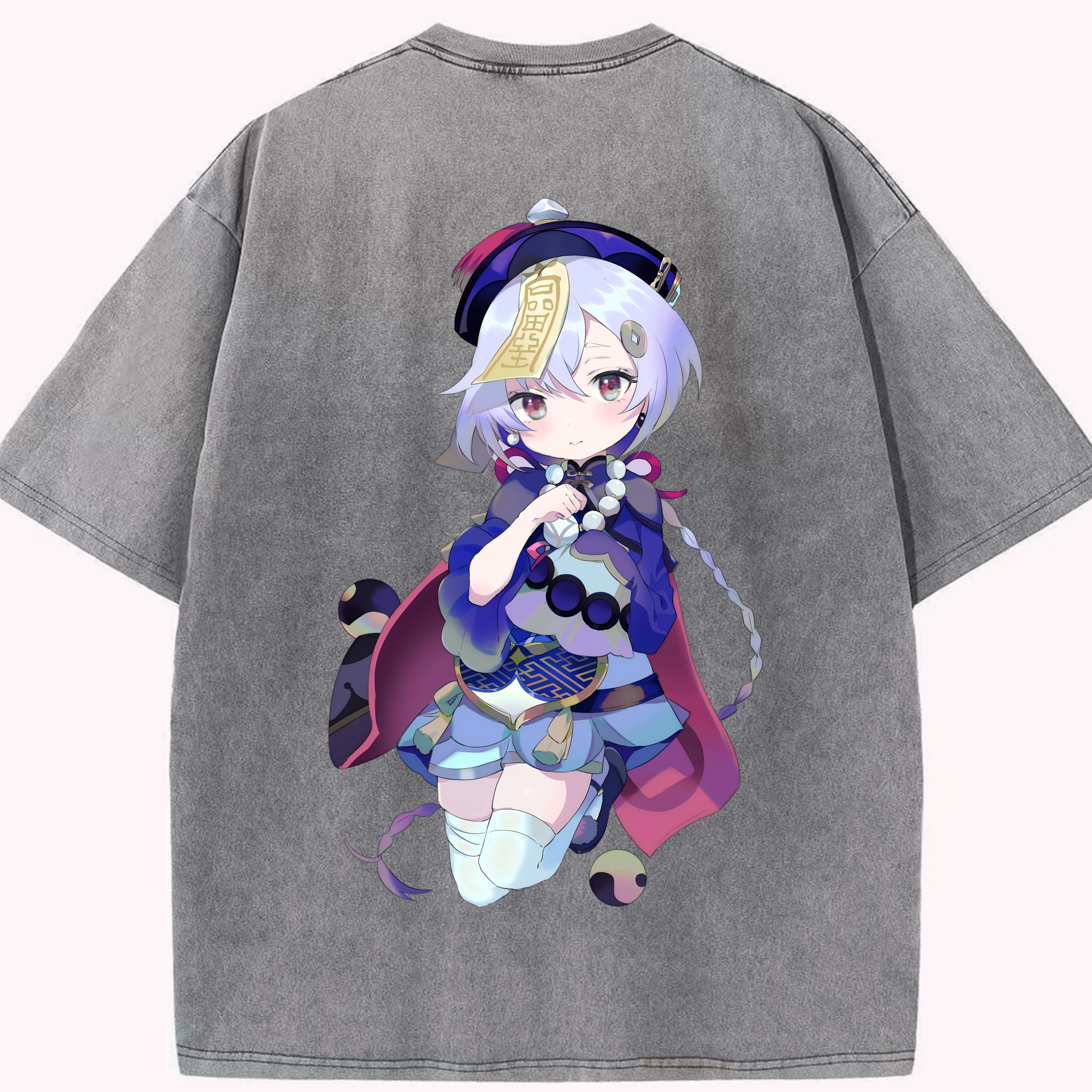 げんし神 七七 なな  genshin Nana 綿100% ヴィンテージ風 半袖Tシャツ（背面プリント）