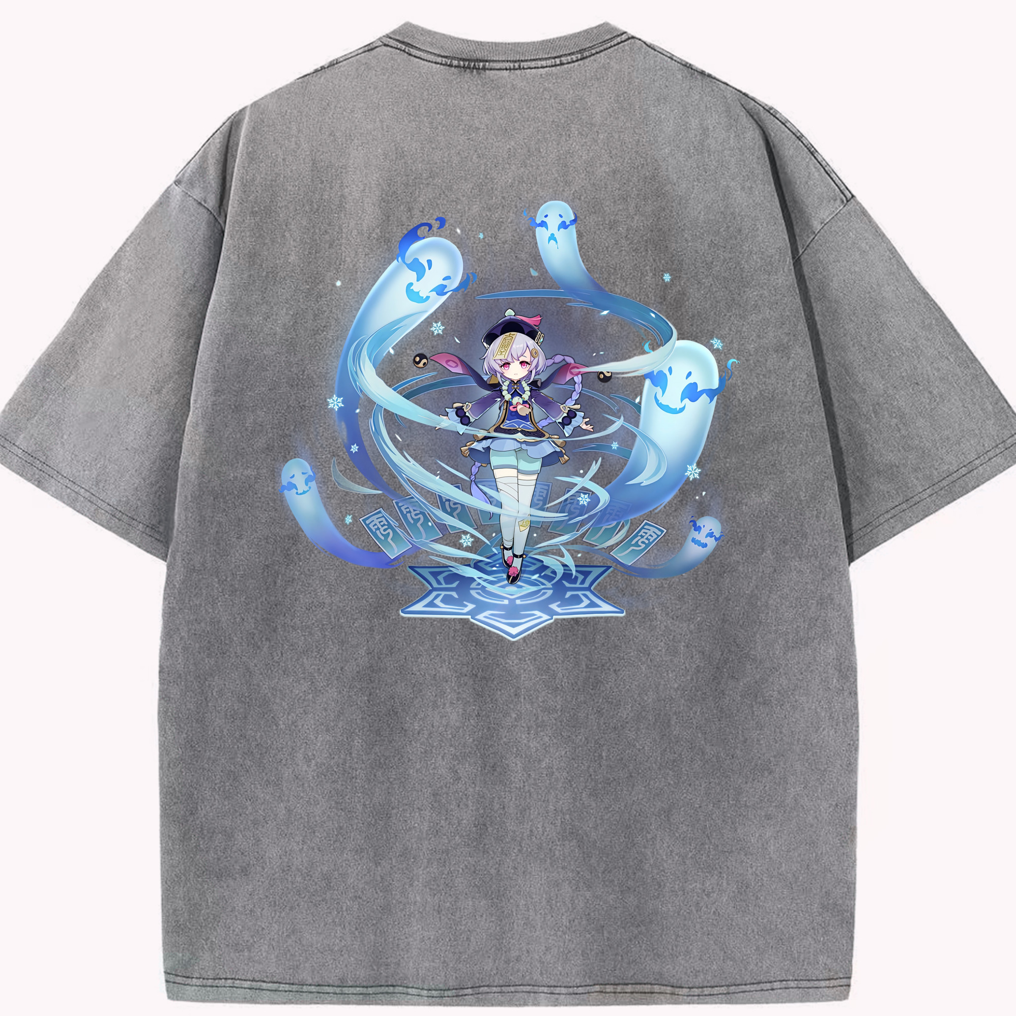 げんし神 七七 なな  genshin Nana 綿100% ヴィンテージ風 半袖Tシャツ（背面プリント）