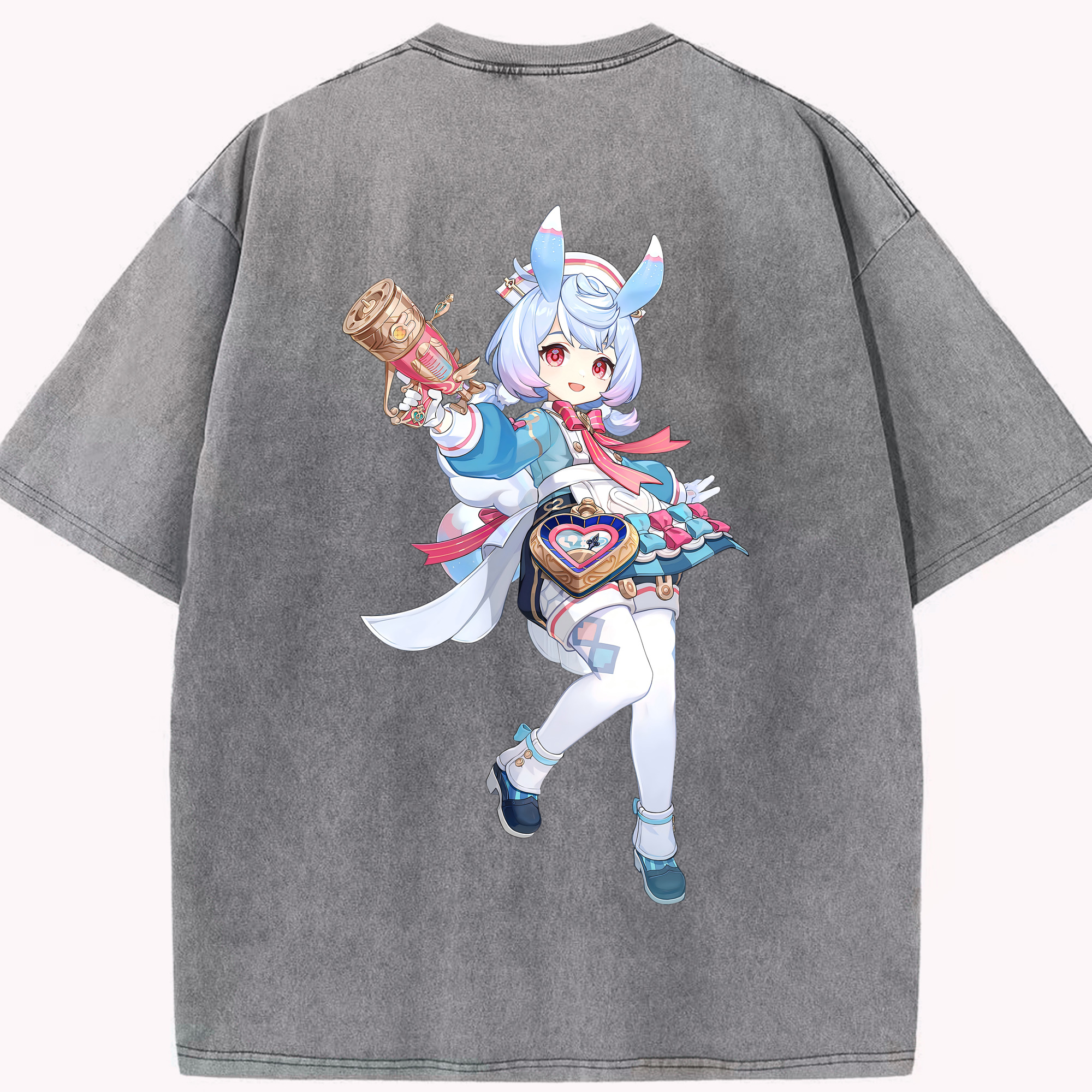 げんし神 シゲウィン genshin Shigewin 綿100% ヴィンテージ風 半袖Tシャツ（背面プリント）
