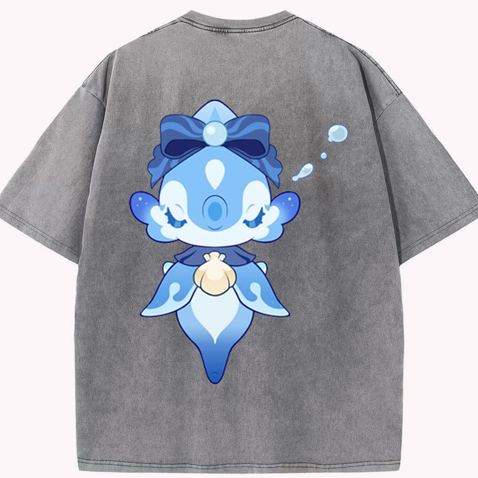 げんし神 フリーナ genshin Furina 綿100% ヴィンテージ風 半袖Tシャツ（背面プリント）