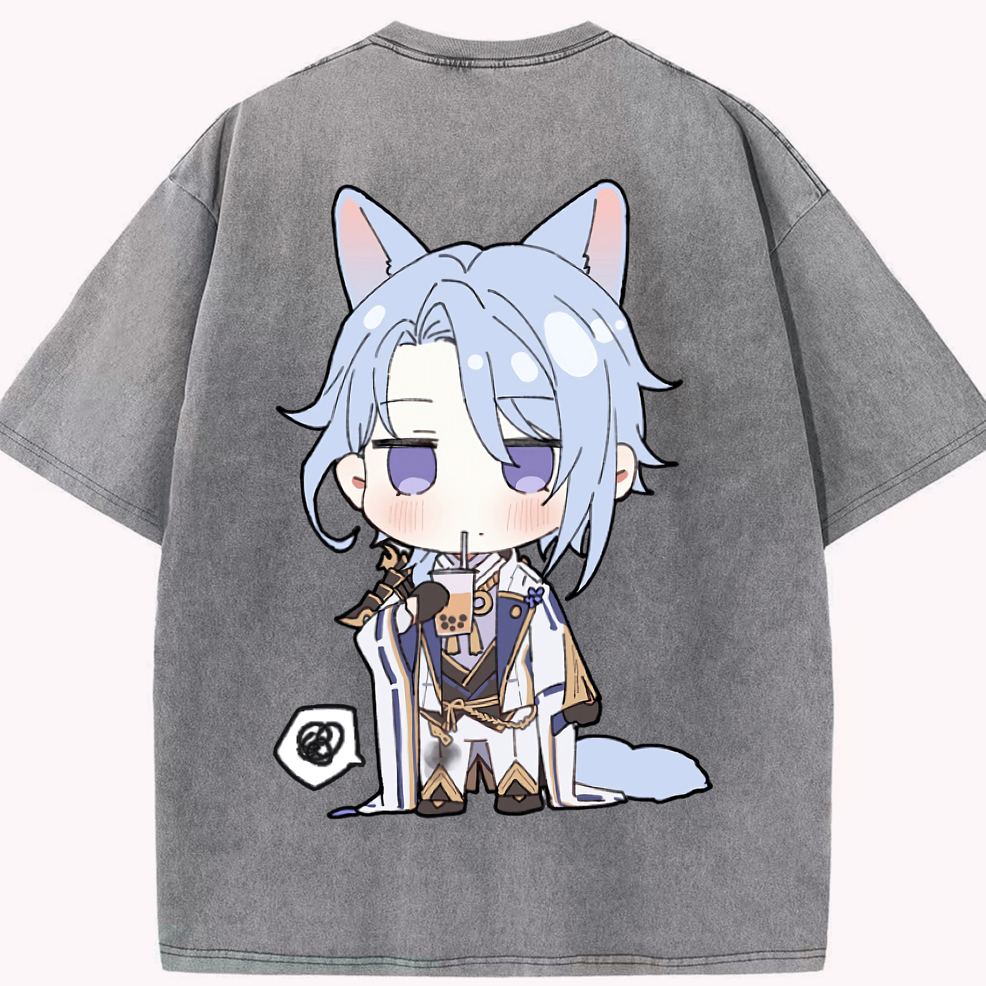 げんし神 神里綾人 かみさとあやと genshin Kamisato Ayato 綿100% ヴィンテージ風 半袖Tシャツ（背面プリント）